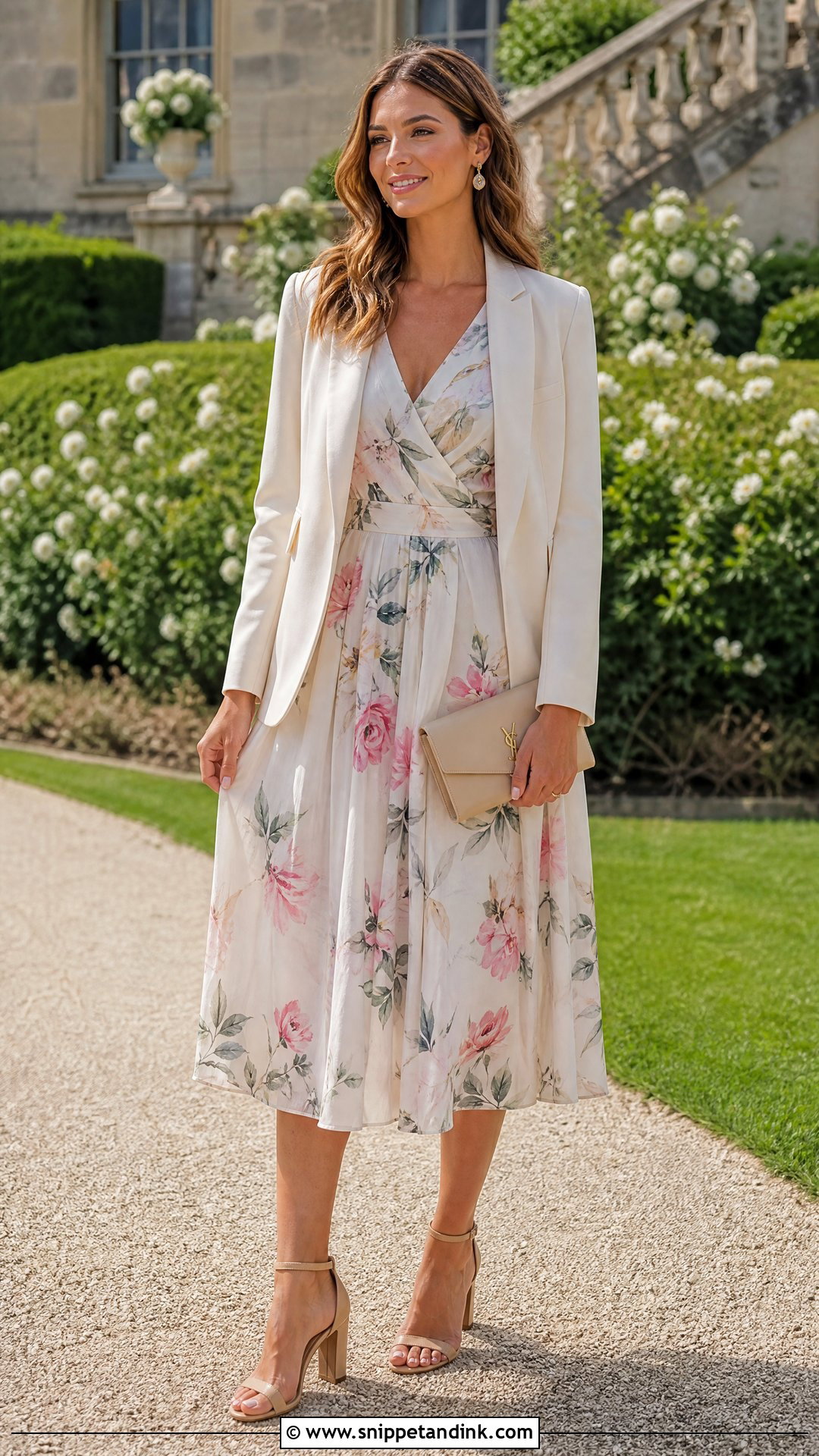 Floral Dress With Light Blazer Garden Party Wedding Dress - Snippet and Ink - 25 Garden Party Wedding Dress Ideas