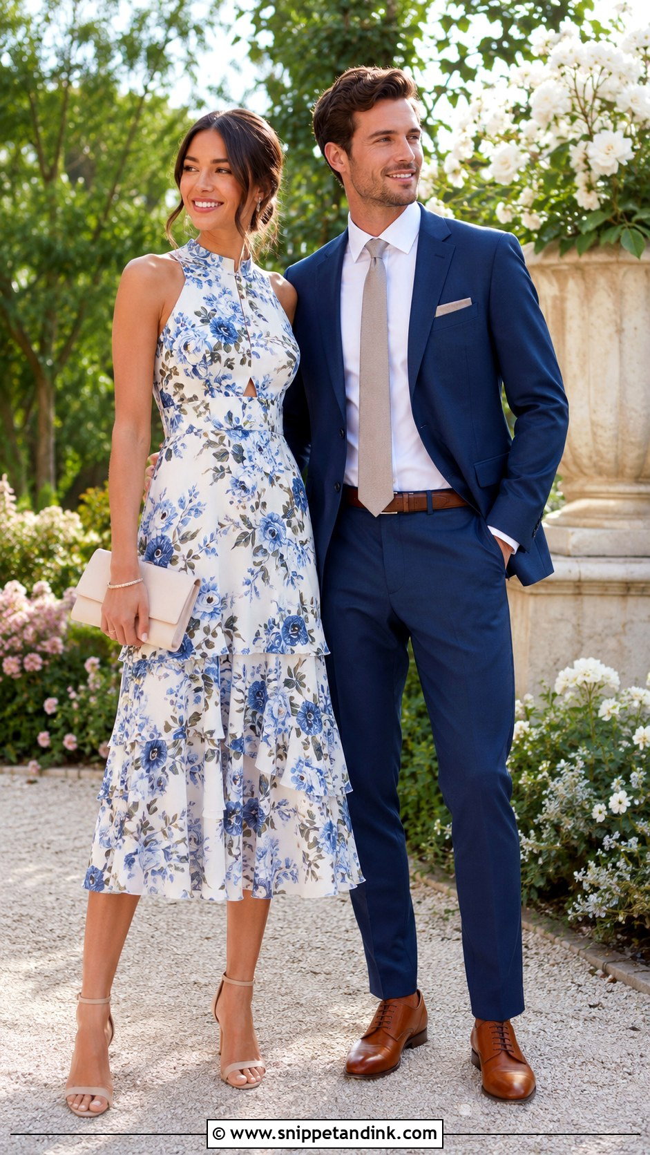 Floral Dress and Blue Suit - Snippet and Ink - 20 Matching Dress and Suit Ideas