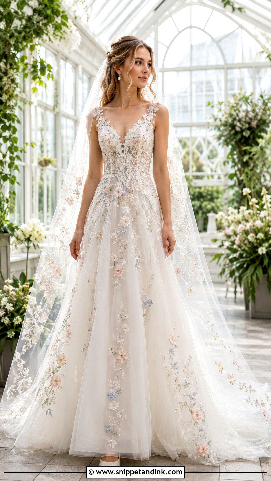 Floral Embroidered A Line Wedding Dress - Snippet and Ink - 20 Elegant Classy Vintage Wedding Dress Ideas