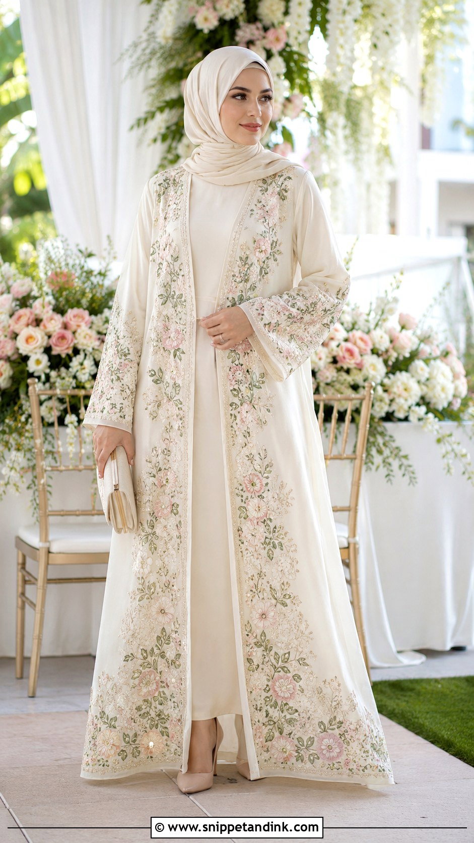 Floral Embroidered Abaya Wedding Dress - Snippet and Ink - 25 Abaya Wedding Dress Ideas