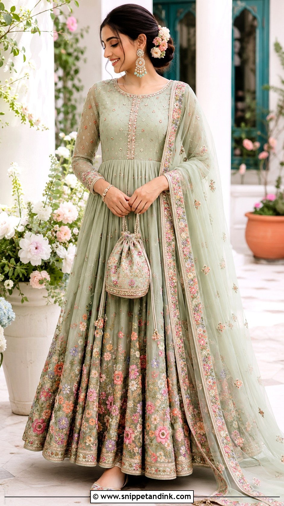Floral Embroidered Anarkali Bridal Dress - Snippet and Ink - 20 Anarkali Bridal Dress Ideas