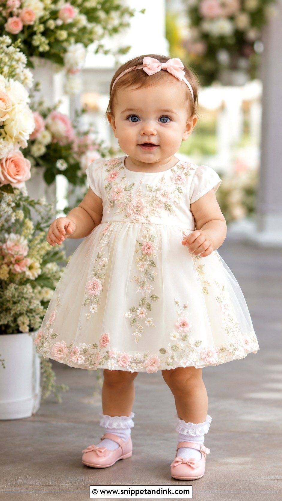 Floral Embroidered Baby Wedding Dress - Snippet and Ink - 20 Baby in Wedding Dress Ideas