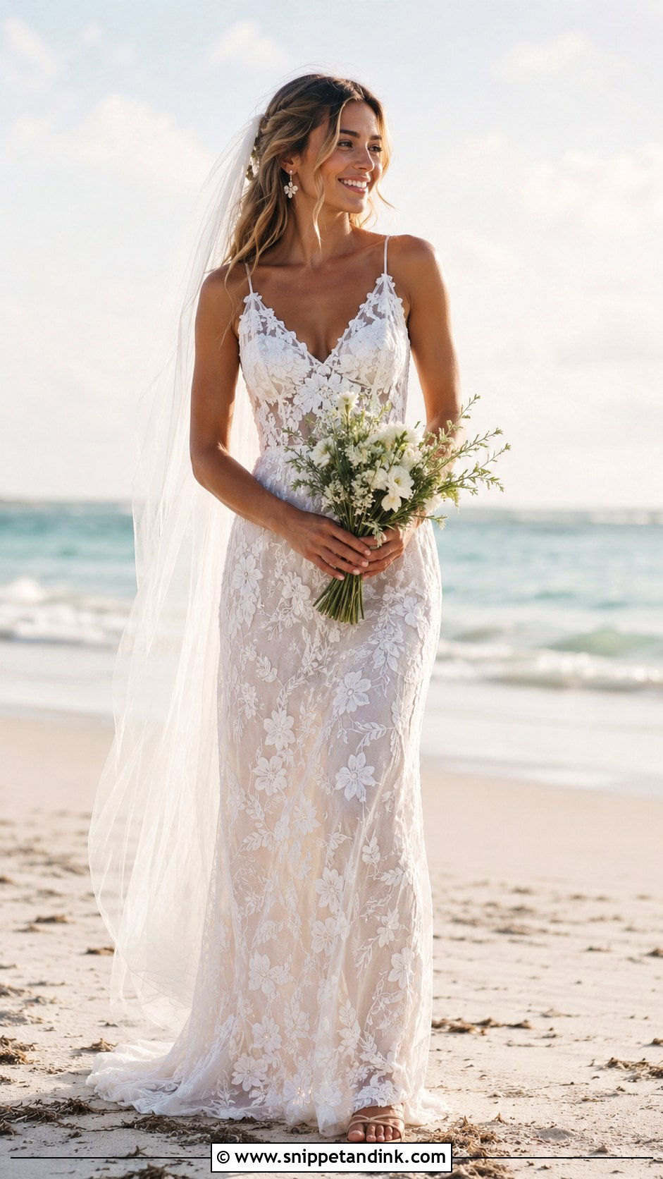 Floral Embroidered Beach Wedding Dress - Snippet and Ink - 25 Floral Embroidered Wedding Dress Ideas