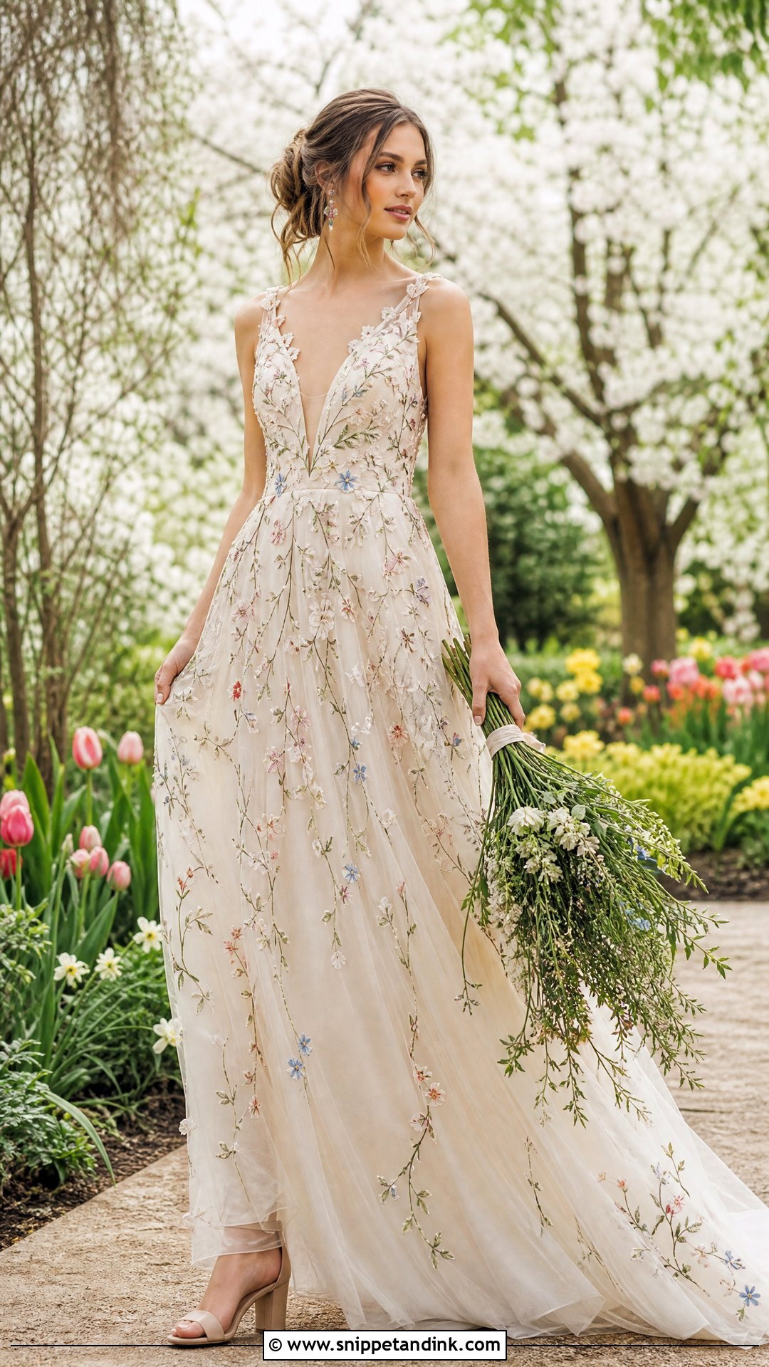 Floral Embroidered Bohemian Wedding Dress - Snippet and Ink - 20 Hippie Wedding Dress Bohemian Ideas