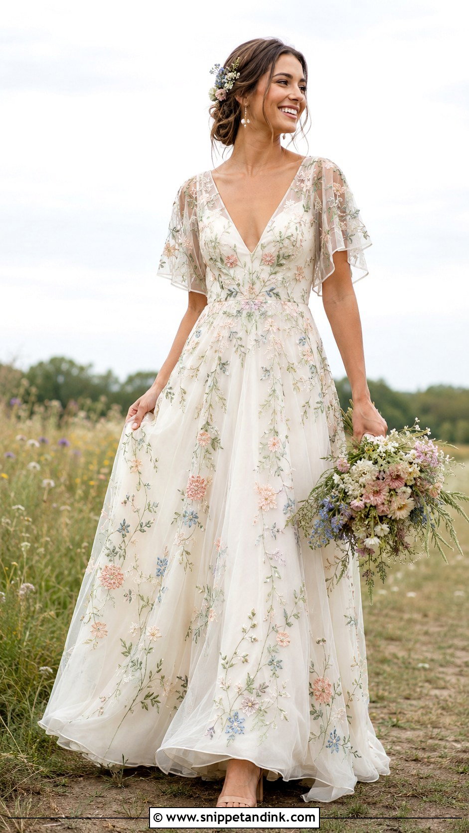 Floral Embroidered Boho Bridal Gown - Snippet and Ink - 20 Boho Bridal Gowns