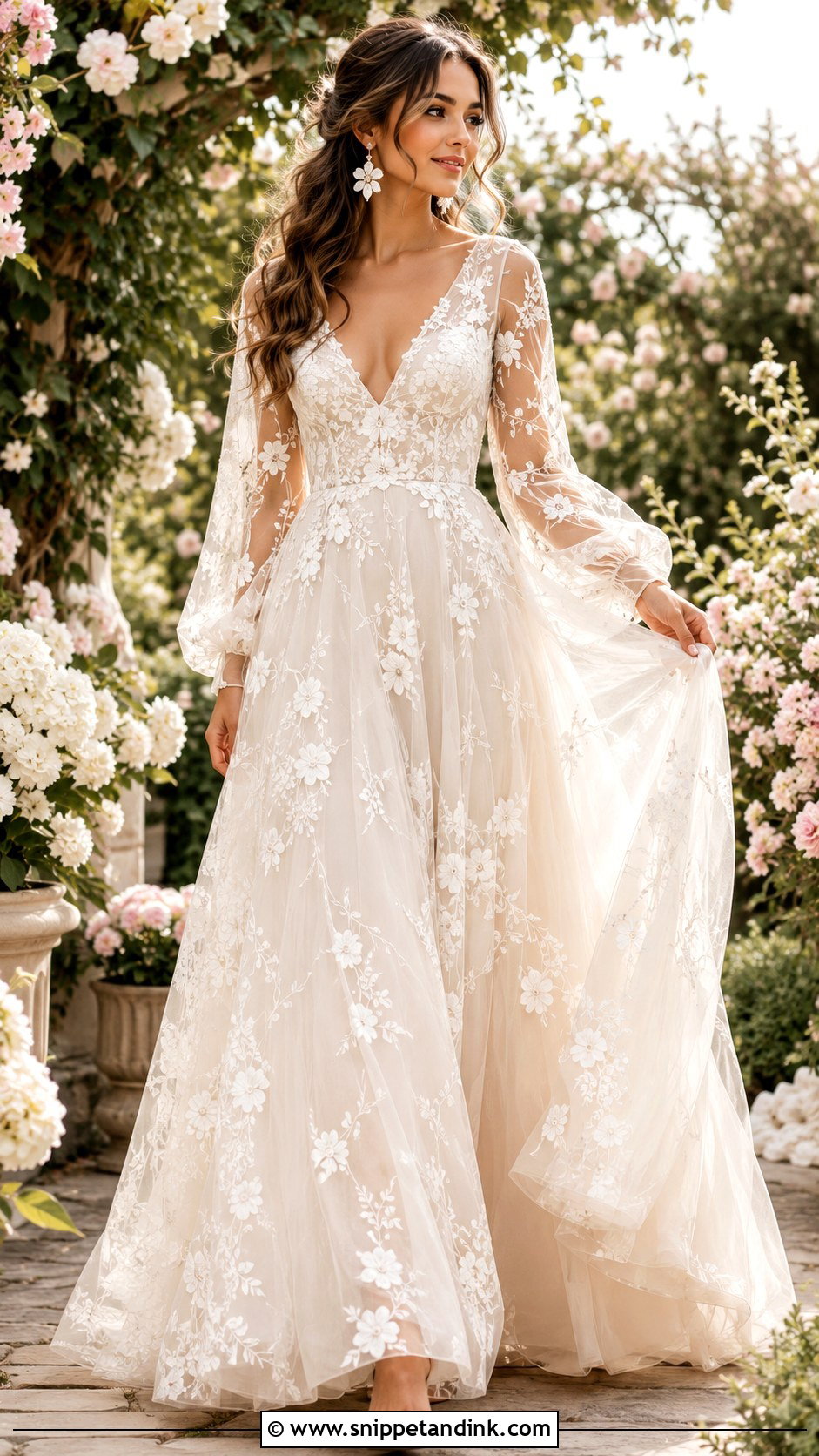 Floral Embroidered Boho Wedding Dress - Snippet and Ink - 30 Boho Wedding Dress Ideas