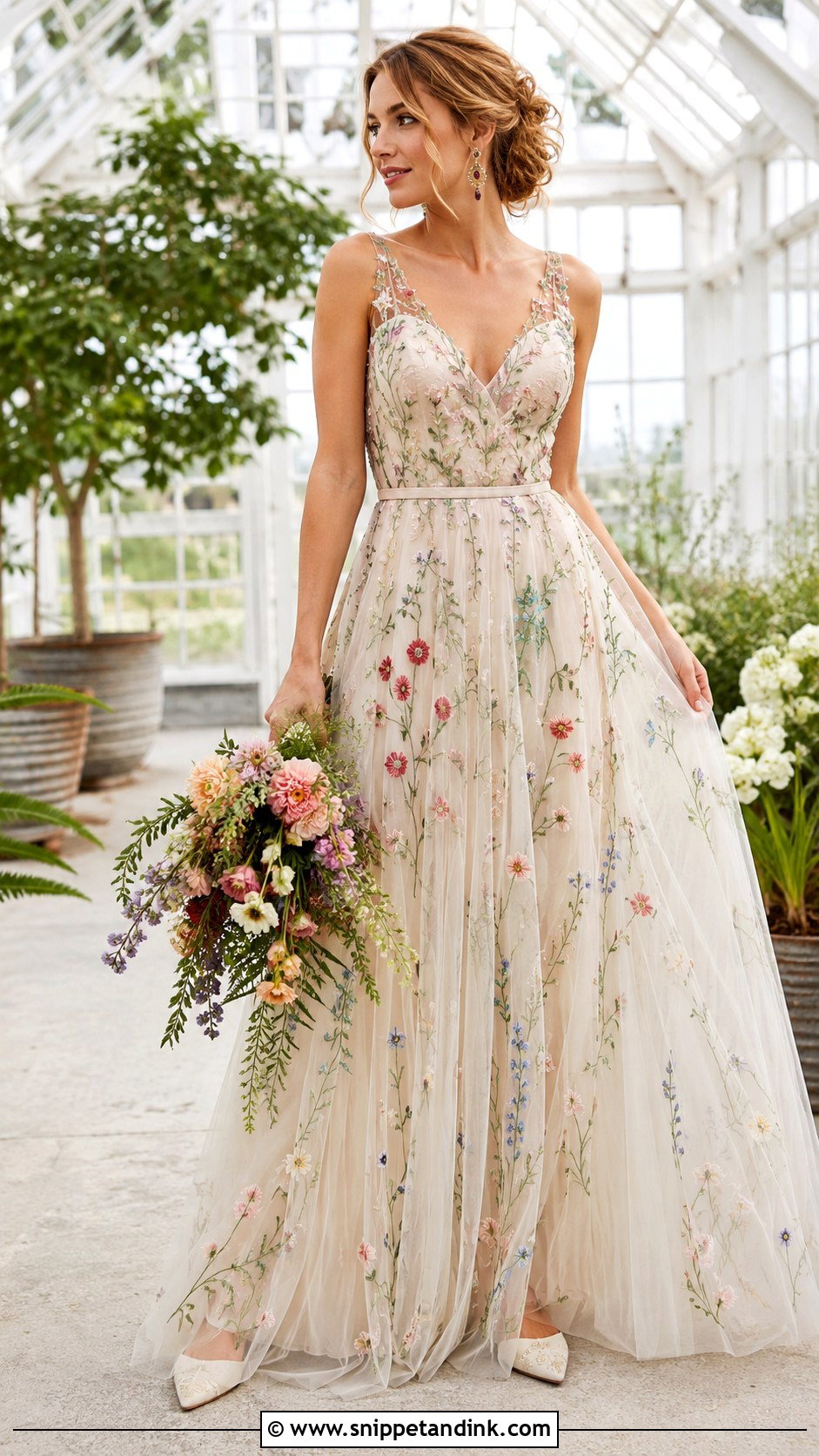 Floral Embroidered Boho Wedding Dress - Snippet and Ink - 20 Bohem Wedding Dress Ideas