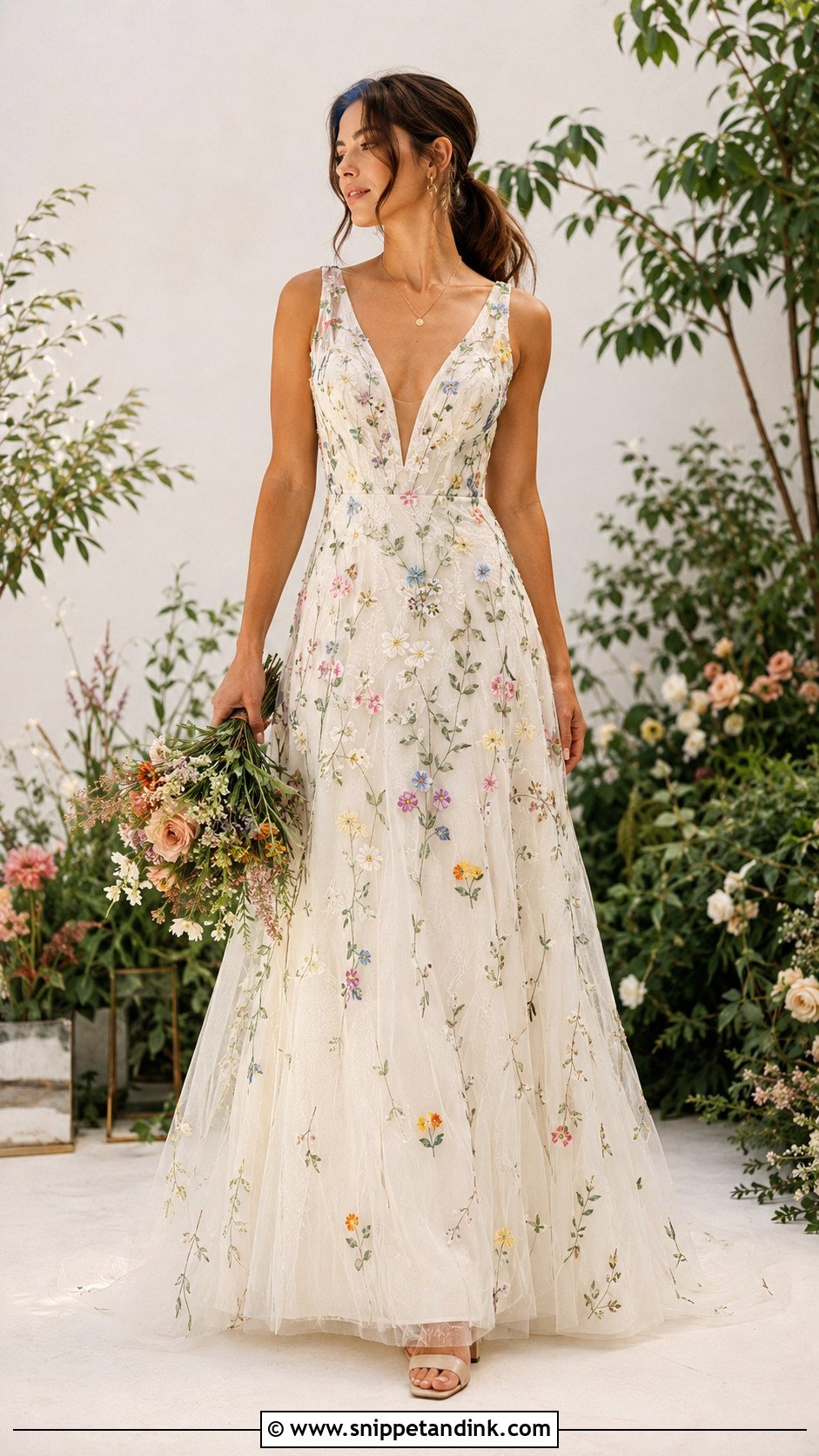Floral Embroidered Boho Wedding Dress - Snippet and Ink - 20 Boho Chic Wedding Dresses