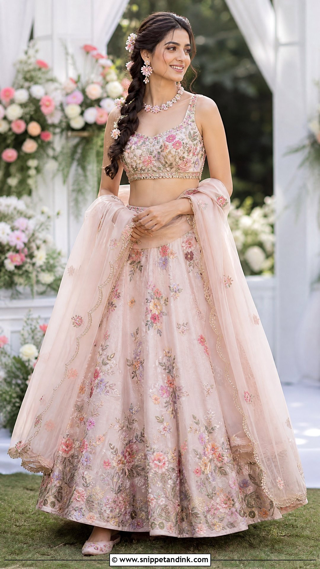 Floral Embroidered Bridal Blouse - Snippet and Ink - 20 Bridal Wedding Blouse Design Ideas