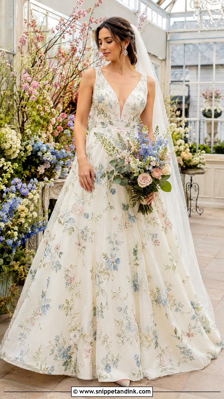 Floral Embroidered Bridal Gown Outfit - Snippet and Ink - 20 Bride Attire Ideas