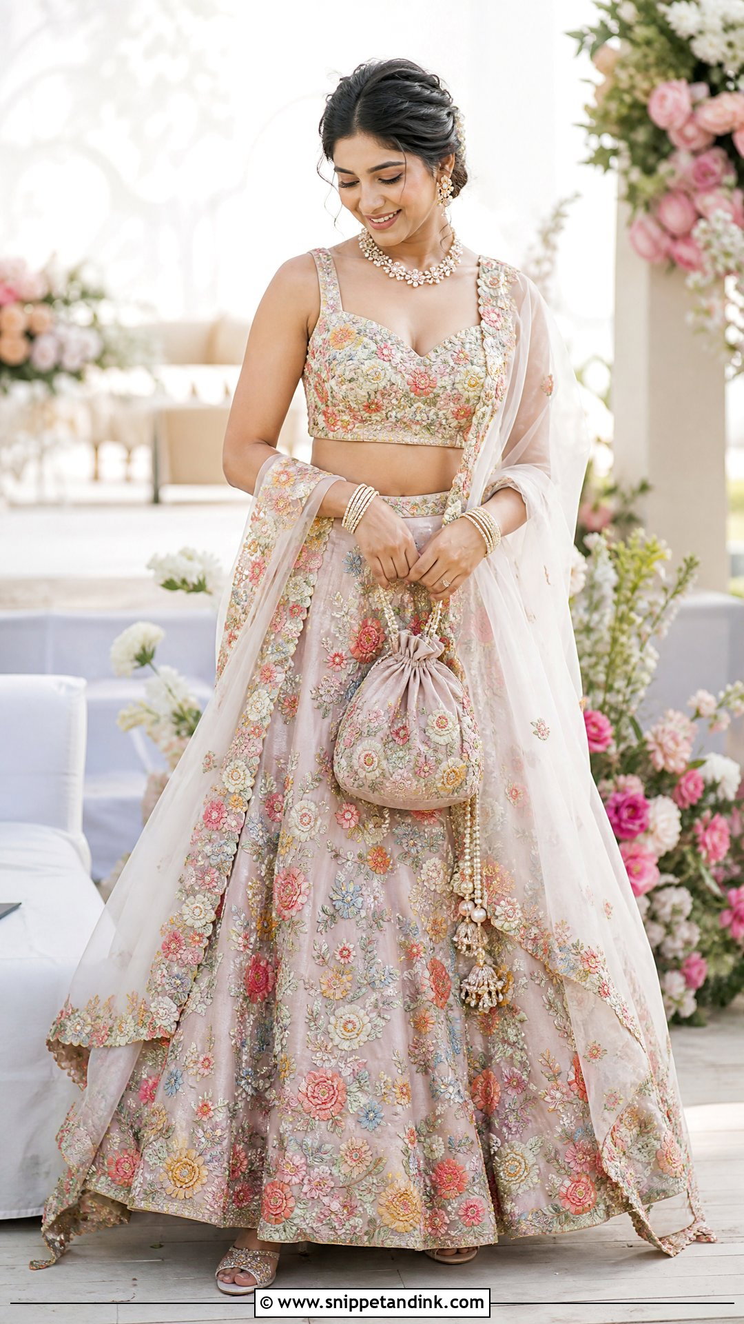 Floral Embroidered Bridal Lehenga Blouse - Snippet and Ink - 20 Bridal Lengha Blouse Designs