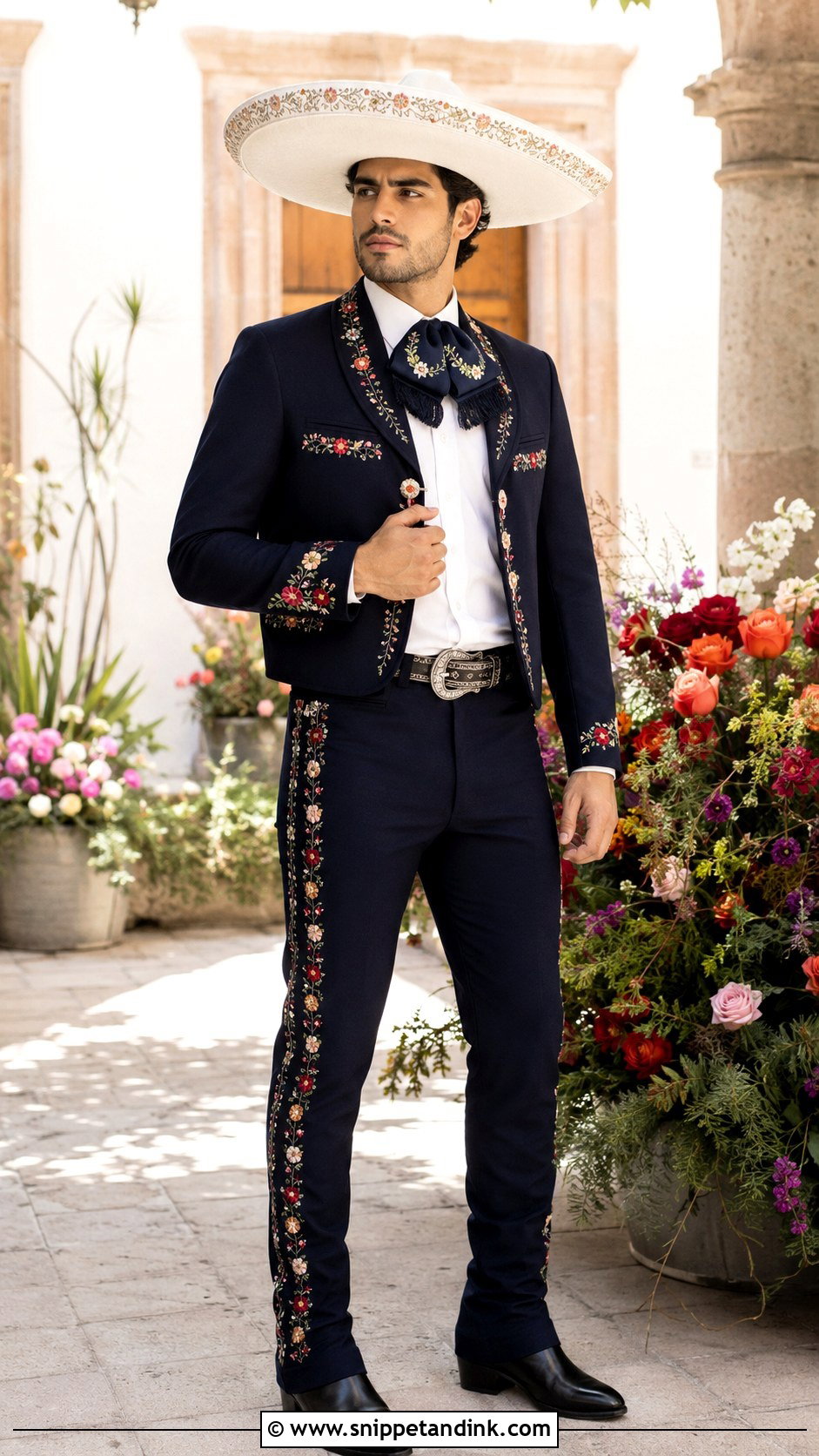 Floral Embroidered Charro Wedding Suit - Snippet and Ink - 20 Charro Wedding Suit Ideas