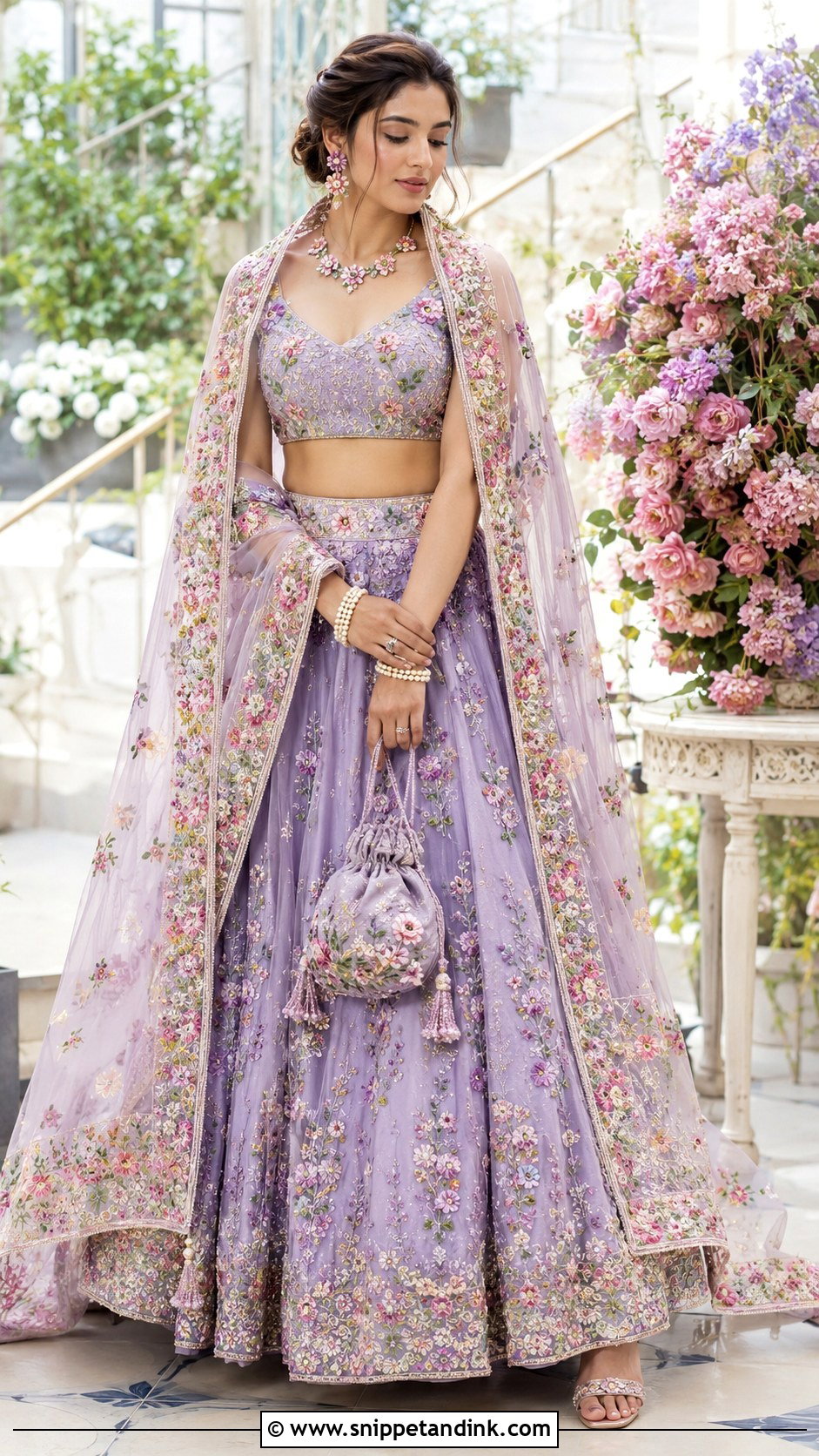 Floral Embroidered Chundadi With Pastel Lehenga - Snippet and Ink - 20 Chundadi Design for Marriage Ideas