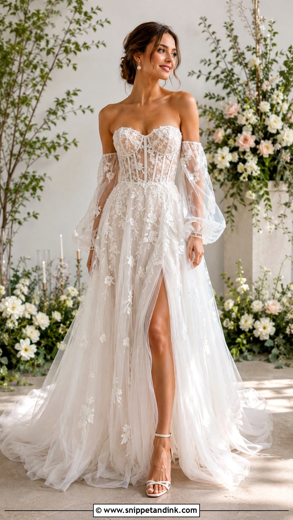 Floral Embroidered Corset Wedding Dress - Snippet and Ink - 25 Floral Embroidered Wedding Dress Ideas