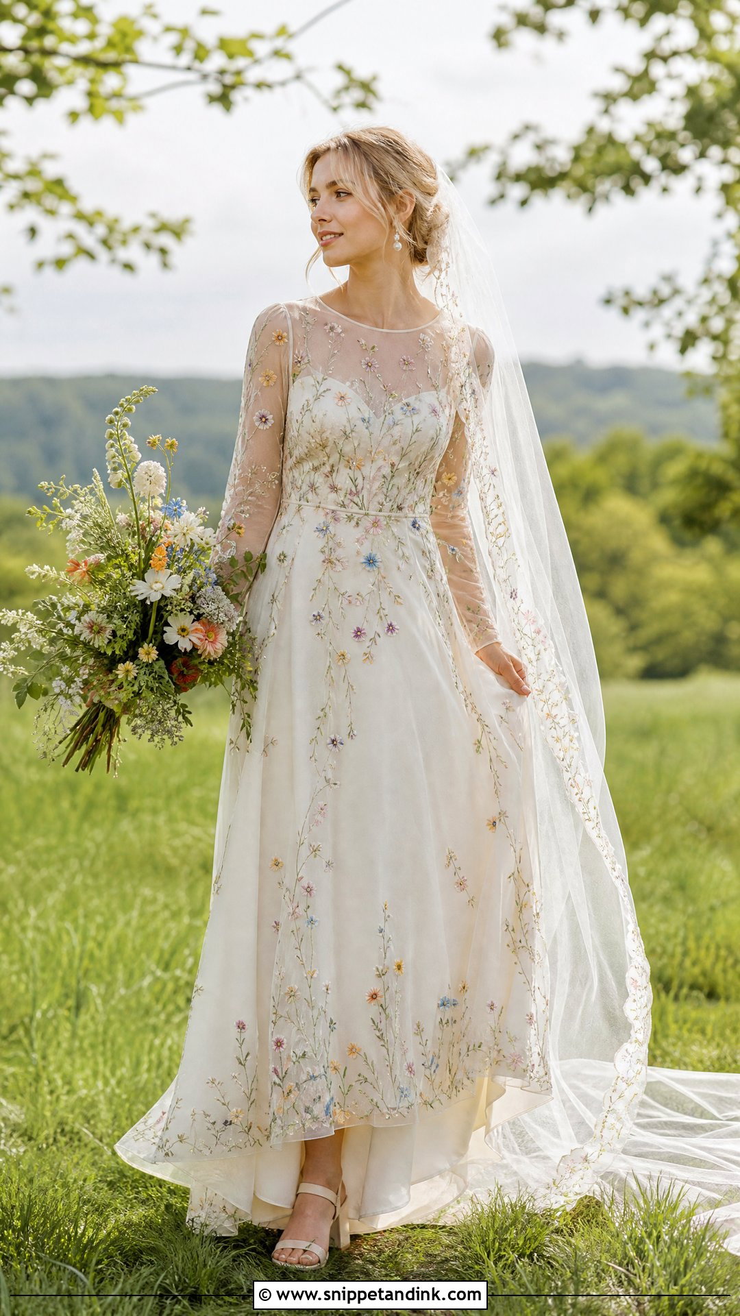 Floral Embroidered Cottage Wedding Dress - Snippet and Ink - 25 Cottage Wedding Dress Ideas