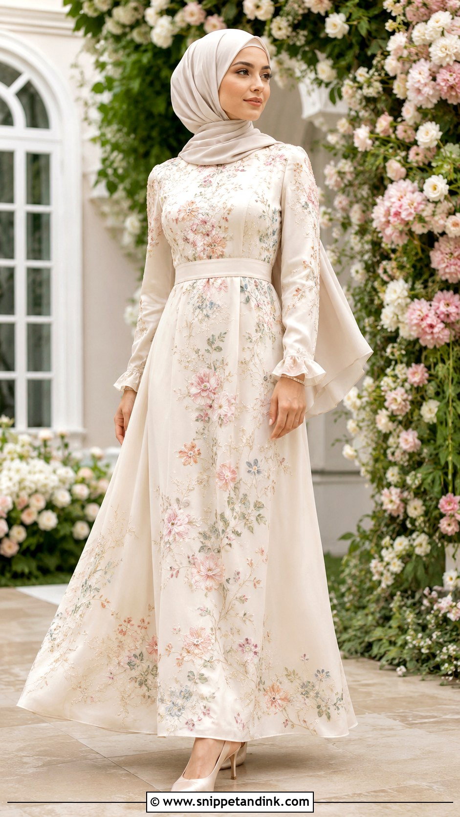 Floral Embroidered Dress With Hijab - Snippet and Ink - 25 Hijab Do Wedding Ideas