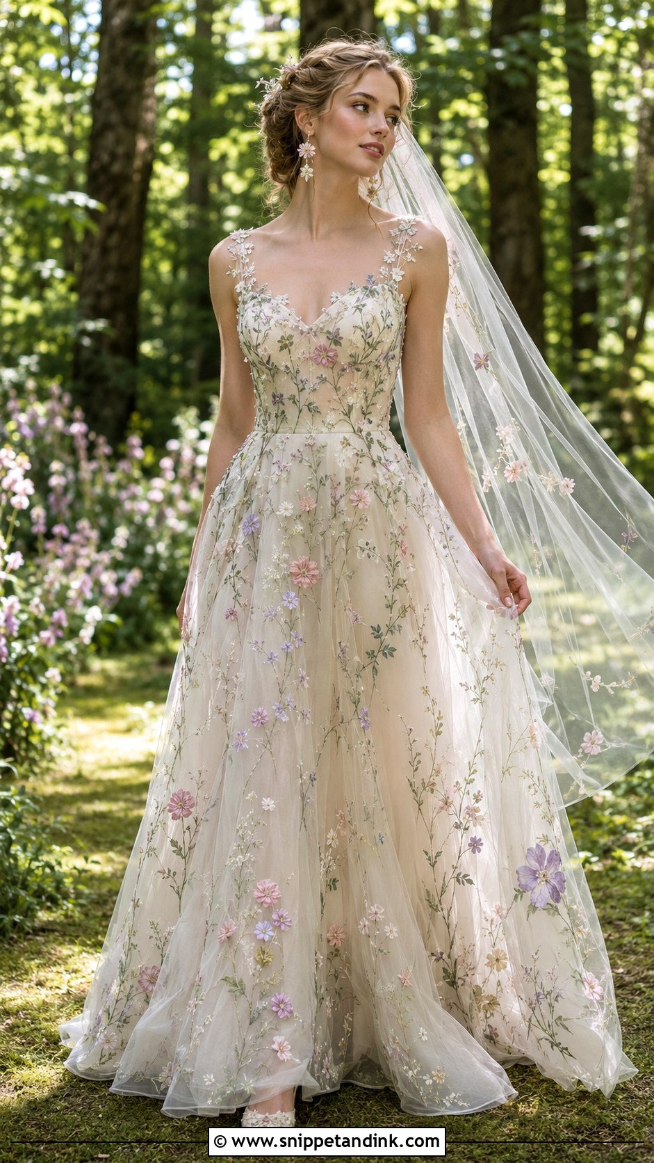 Floral Embroidered Faerie Wedding Dress - Snippet and Ink - 20 Faerie Wedding Dress Ideas