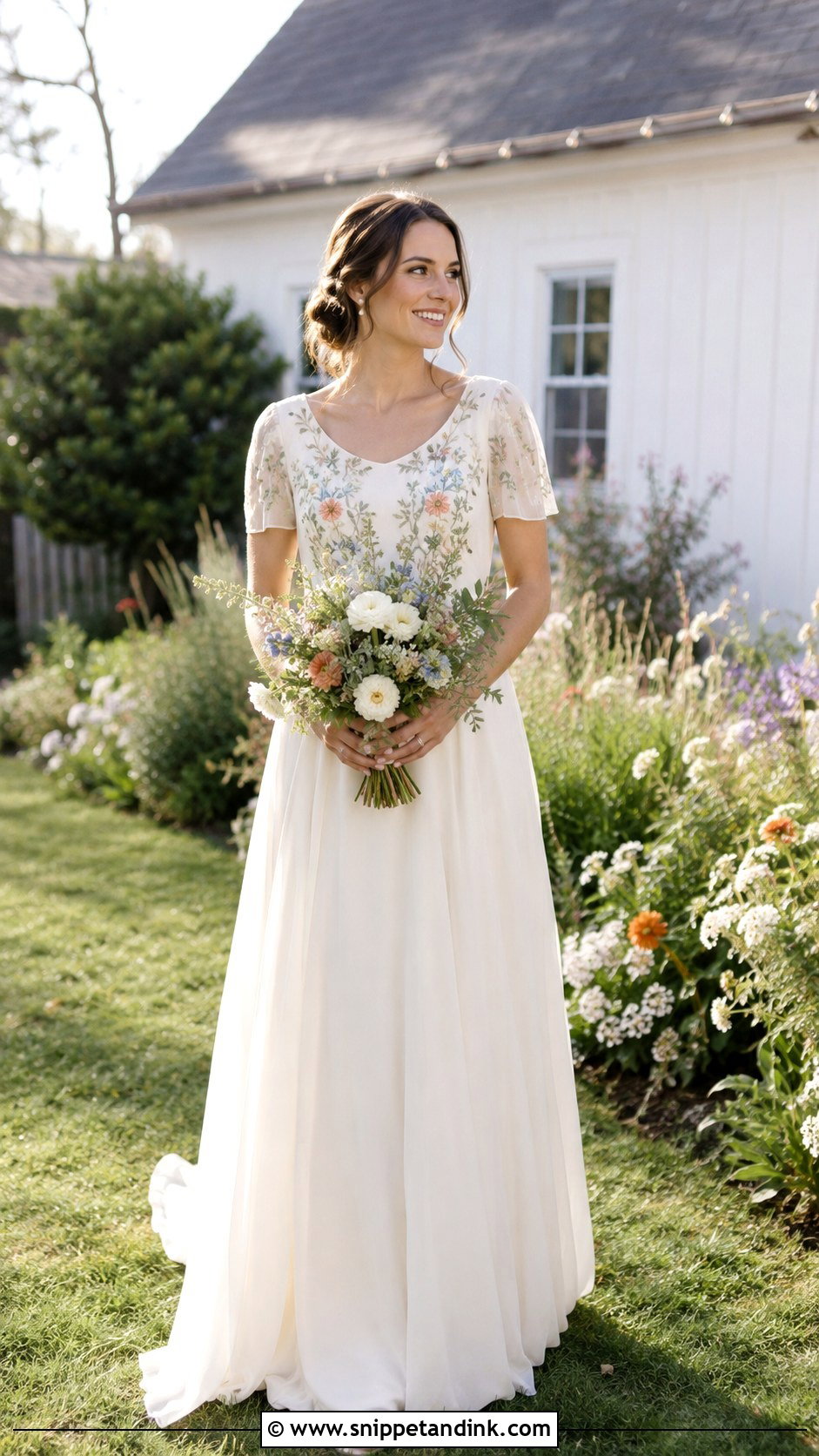 Floral Embroidered Farmhouse Wedding Dress - Snippet and Ink - 25 Farmhouse Wedding Dress Ideas