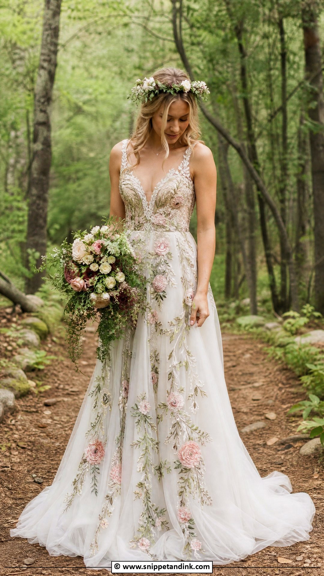 Floral Embroidered Forest Wedding Dress - Snippet and Ink - 35 Forest Wedding Dress Ideas