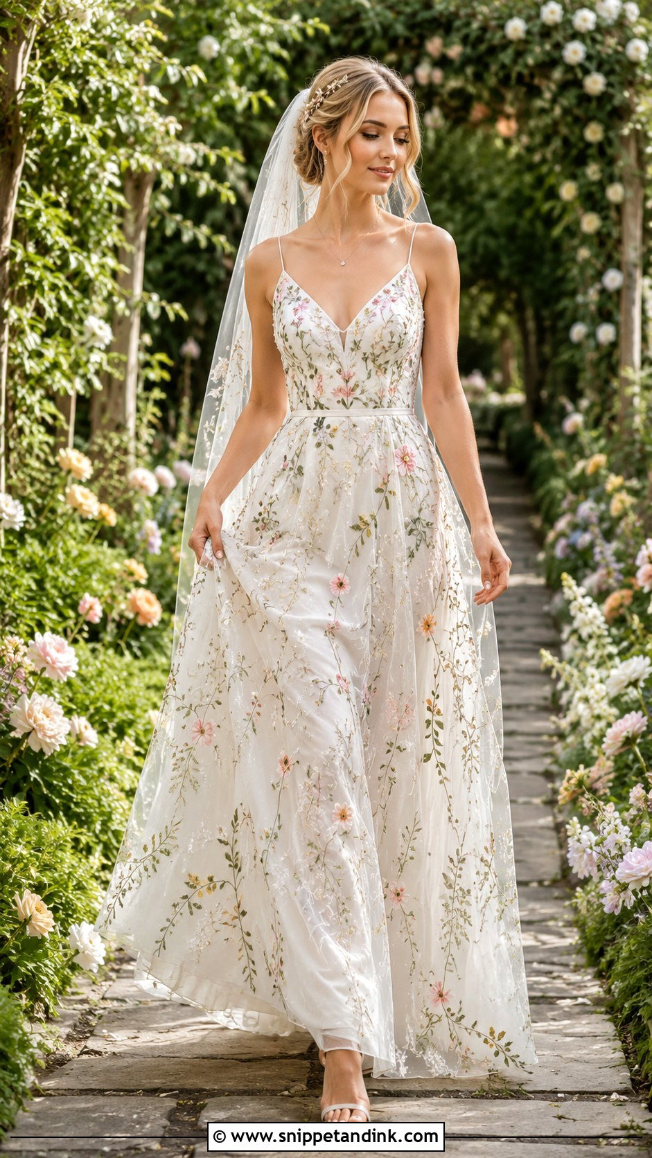 Floral Embroidered Garden Wedding Dress - Snippet and Ink - 25 Floral Embroidered Wedding Dress Ideas