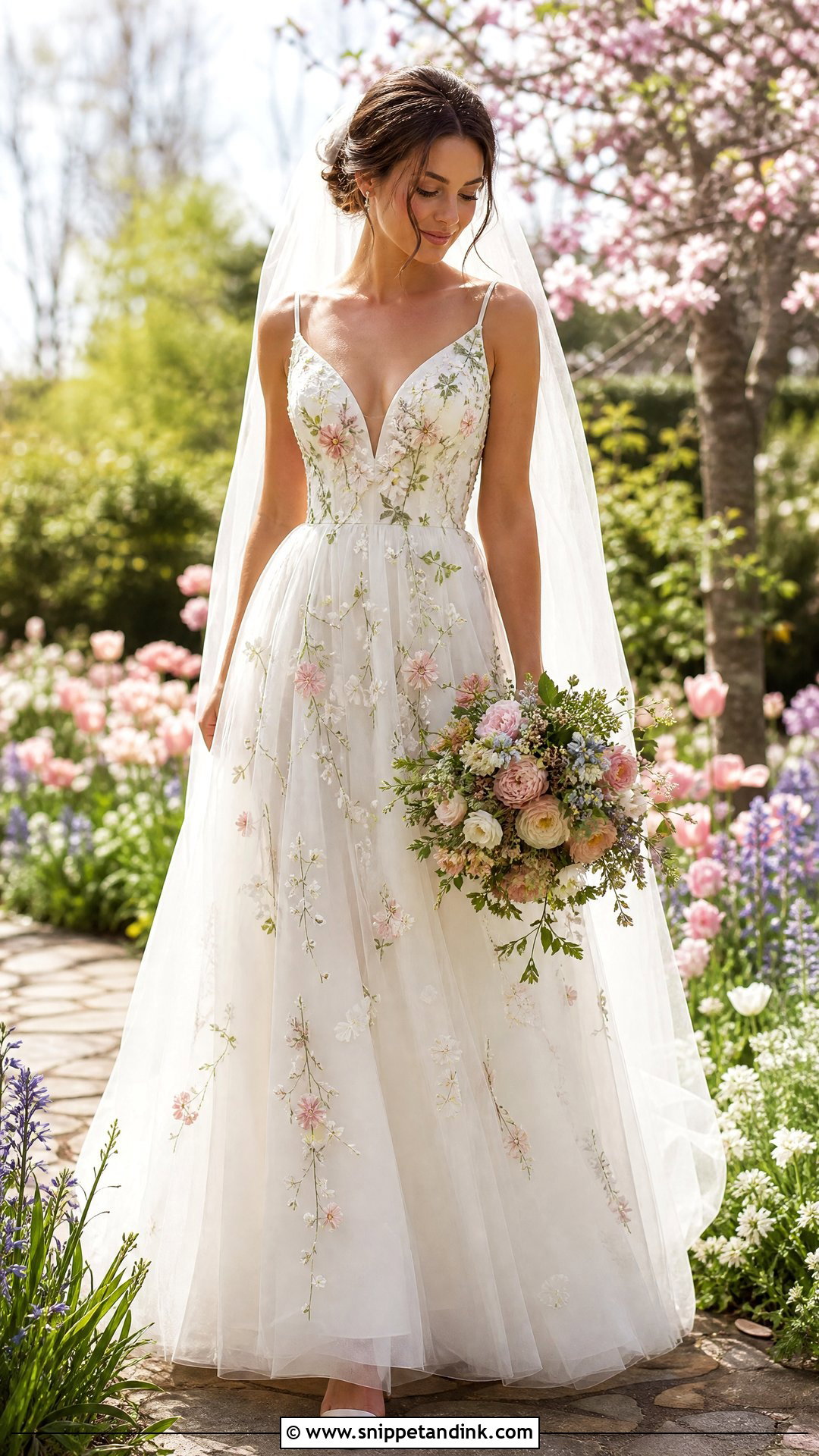 Floral Embroidered Garden Wedding Gown - Snippet and Ink - 25 Garden Wedding Gown Ideas