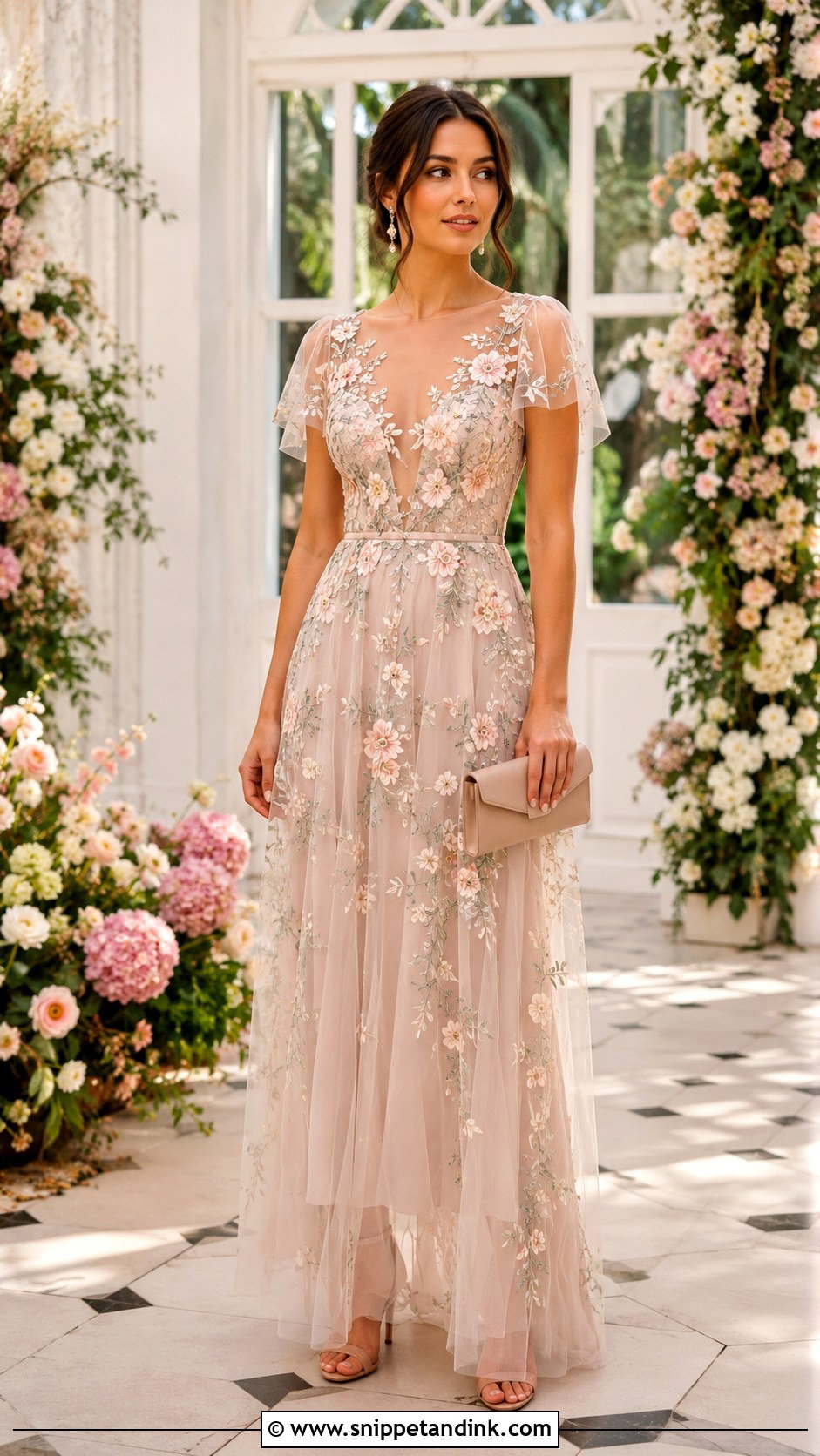 Floral Embroidered Gown - Snippet and Ink - 25 Gown Models Ideas