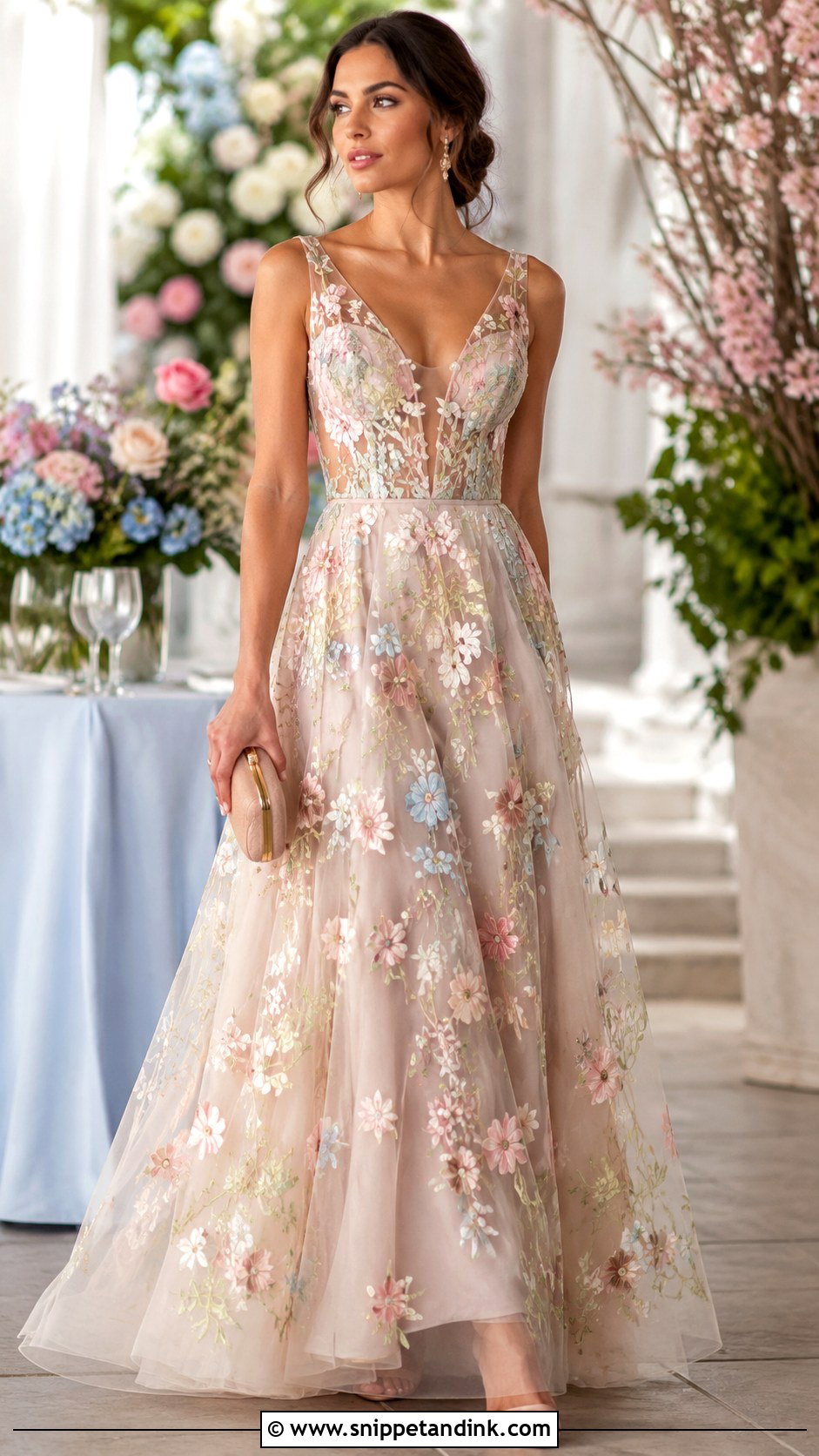 Floral Embroidered Gown Design - Snippet and Ink - 25 Stylish Gown Designs