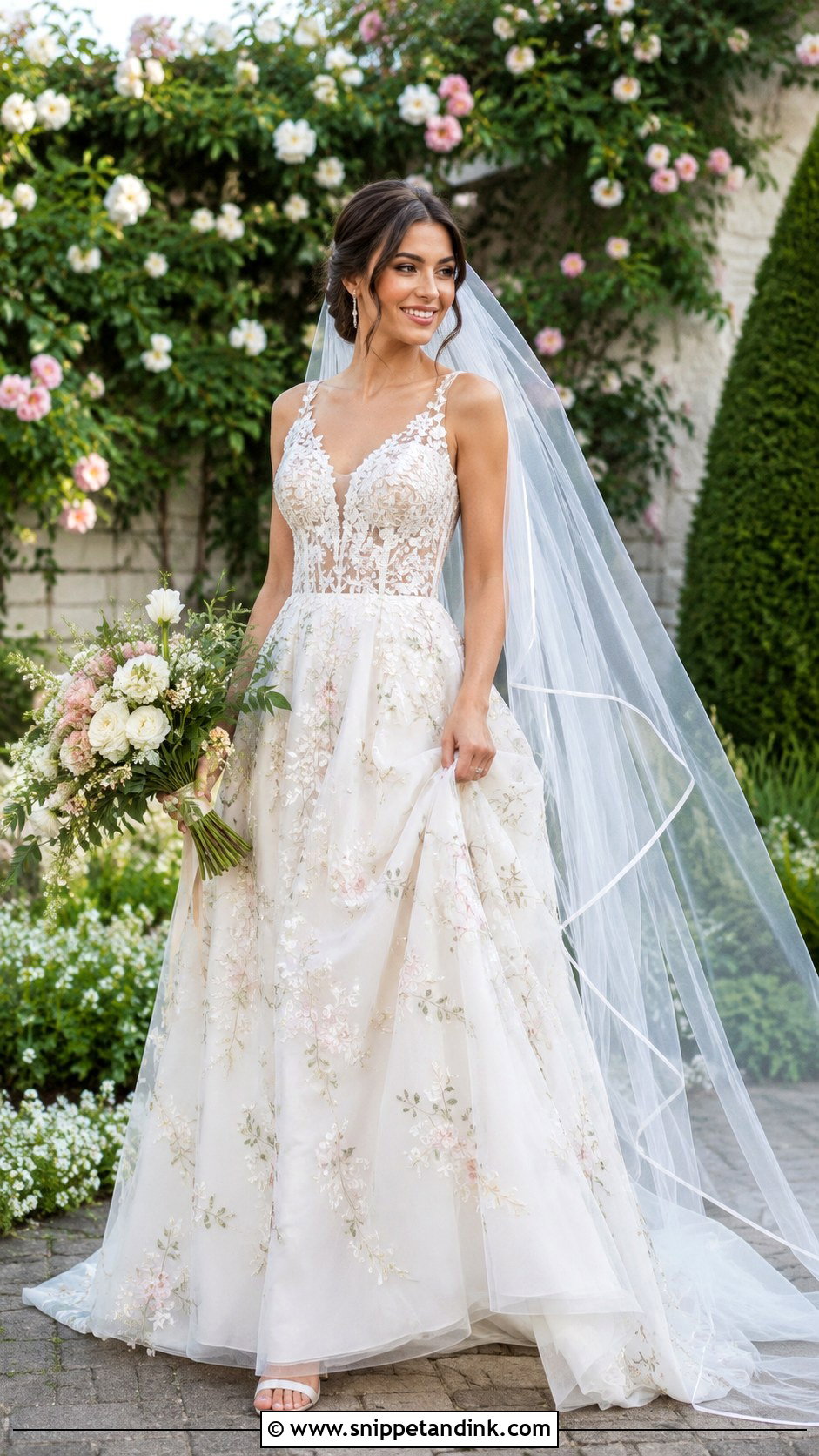 Floral Embroidered Gown for Bride - Snippet and Ink - 25 Gown for Bride Ideas