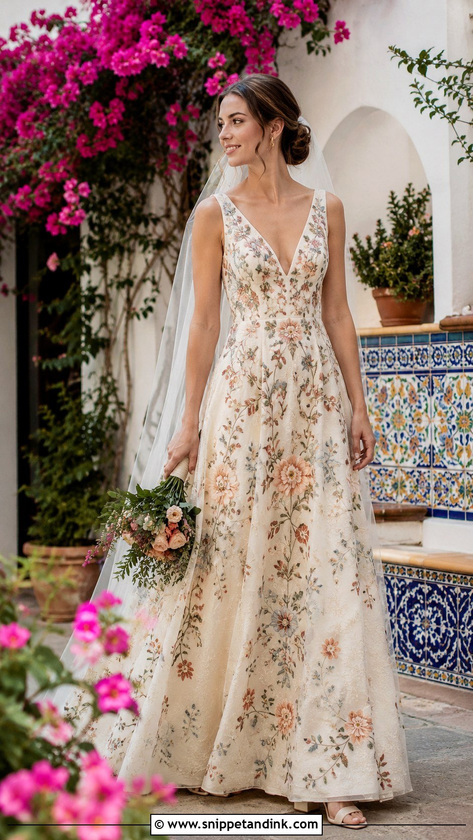 Floral Embroidered Hacienda Wedding Dress - Snippet and Ink - 20 Hacienda Wedding Dress Ideas