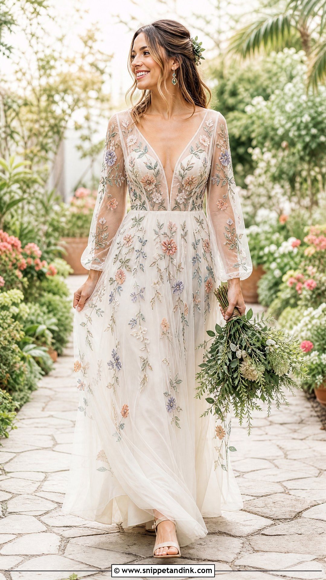 Floral Embroidered Hippie Wedding Dress - Snippet and Ink - 20 Hippie Wedding Dresses