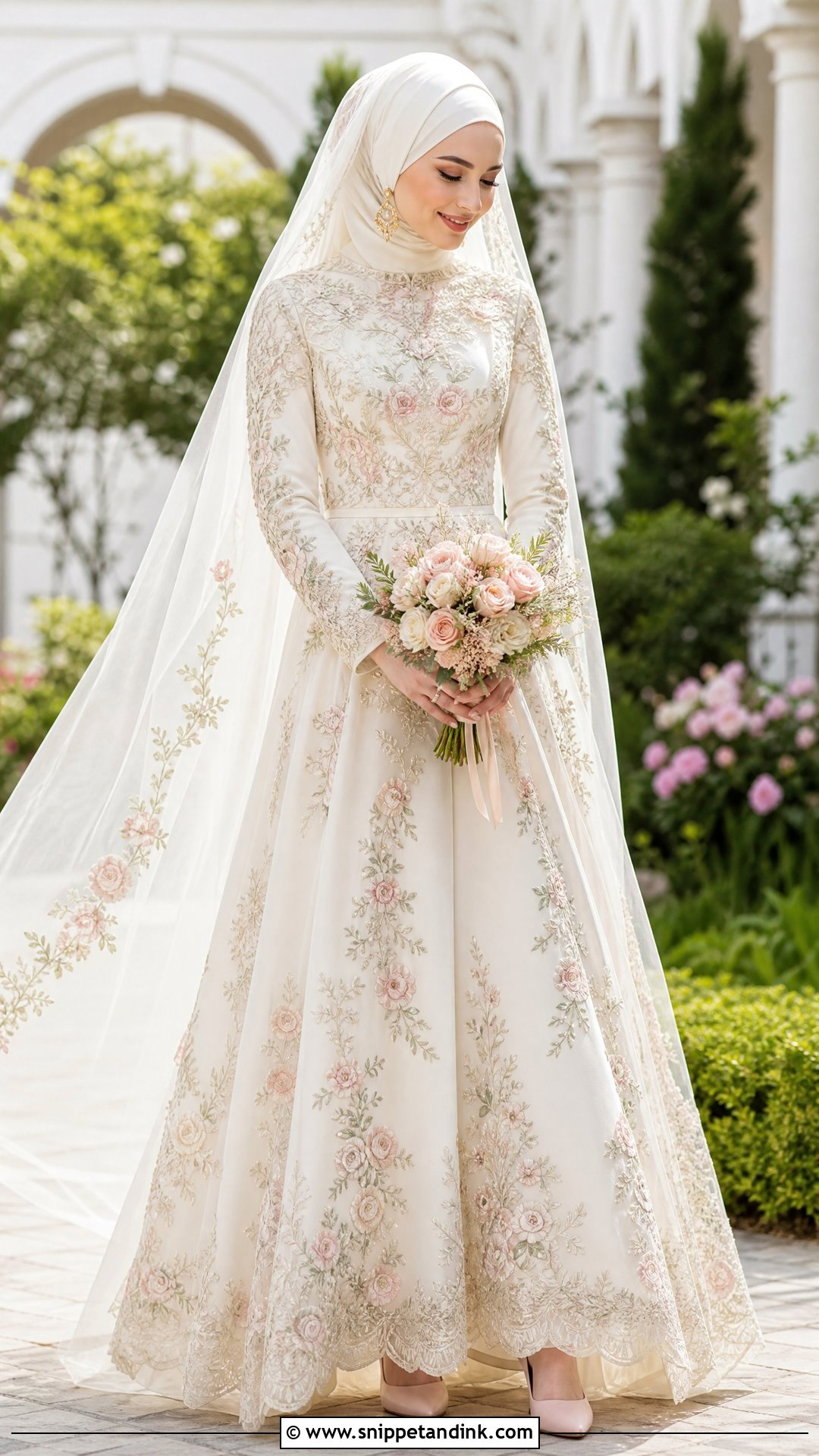 Floral Embroidered Islamic Bridal Dress - Snippet and Ink - 25 Islamic Bridal Dress Ideas