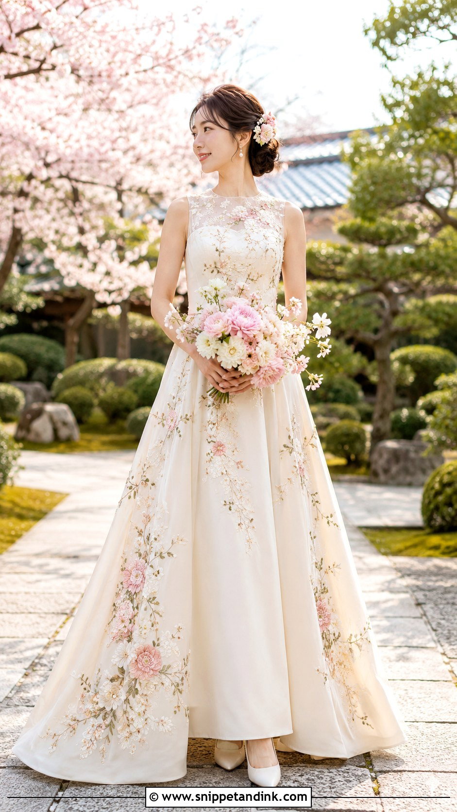 Floral Embroidered Japan Wedding Dress - Snippet and Ink - 25 Japan Wedding Dress Ideas