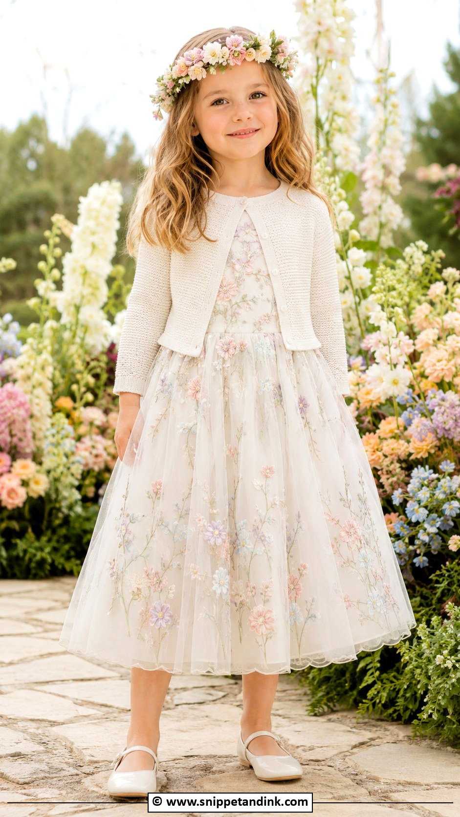 Floral Embroidered Kids Wedding Dress - Snippet and Ink - 30 Kids Wedding Dress Ideas