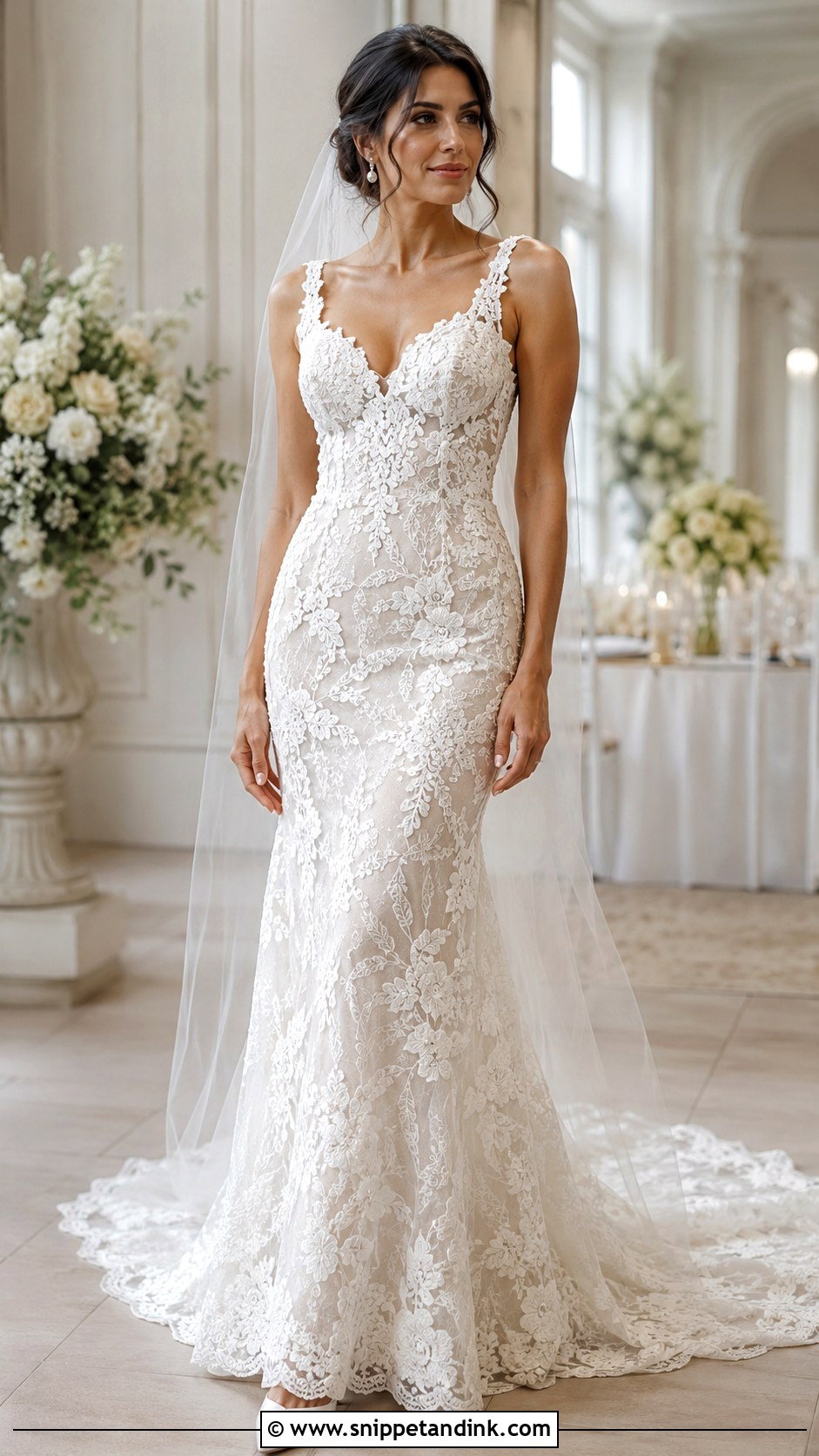 Floral Embroidered Lace Wedding Dress - Snippet and Ink - 25 Floral Embroidered Wedding Dress Ideas