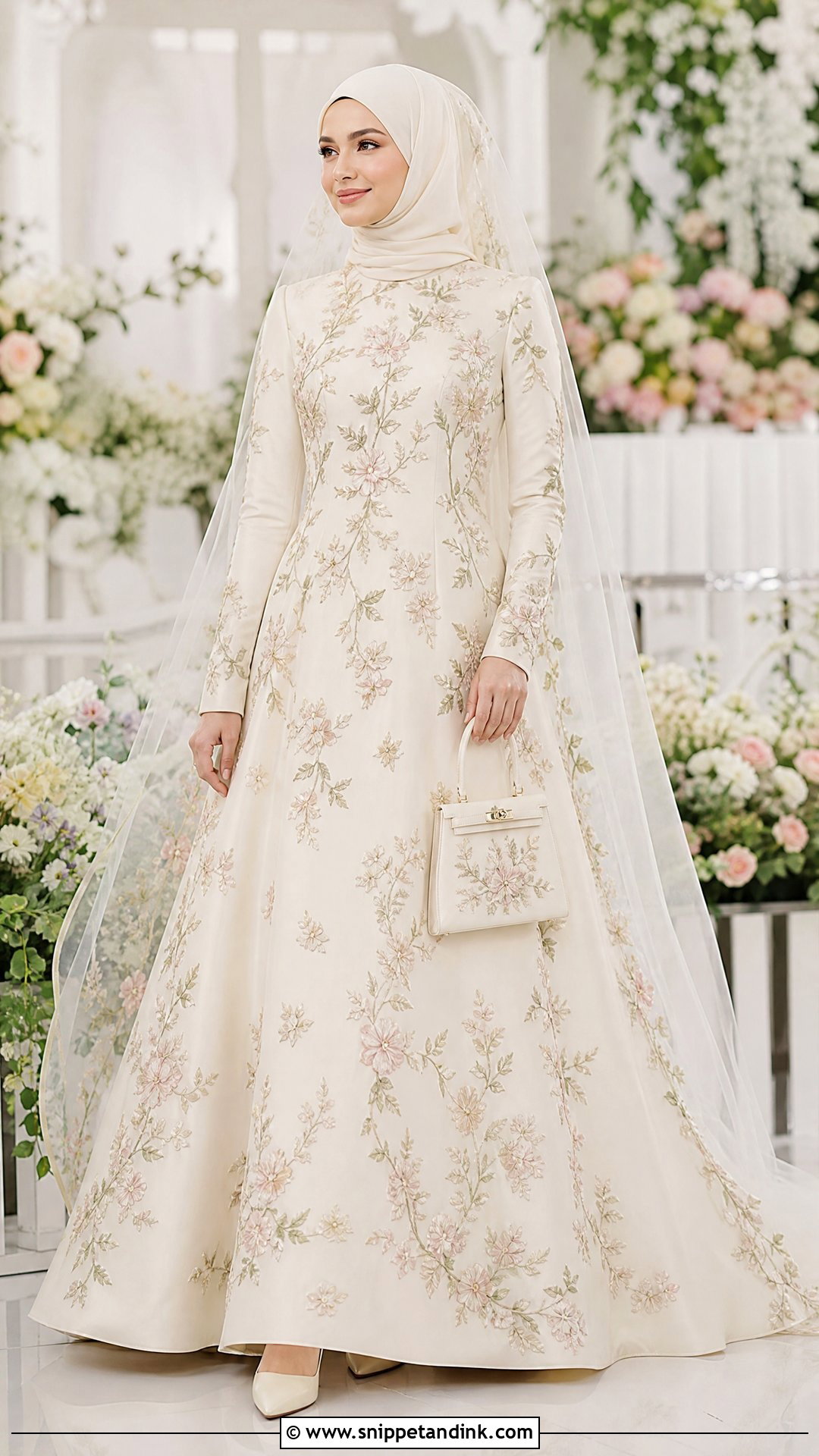 Floral Embroidered Muslim Wedding Dress - Snippet and Ink - 20 Islam Wedding Dress Ideas