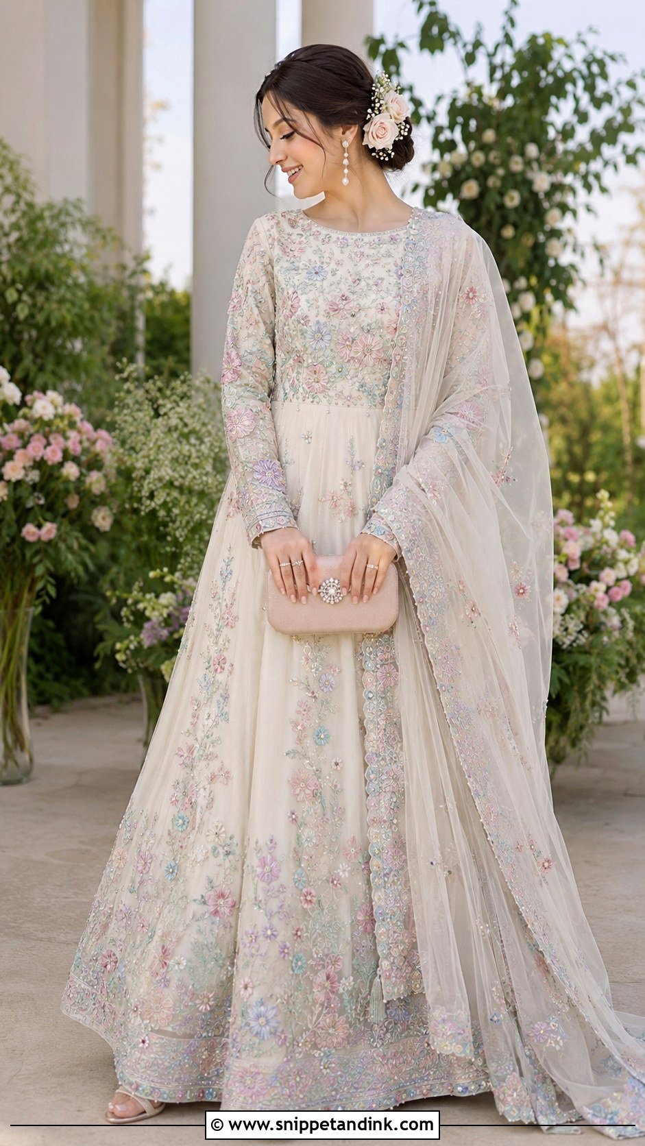 Floral Embroidered Nikkah Dress - Snippet and Ink - 20 Dresses for Nikkah