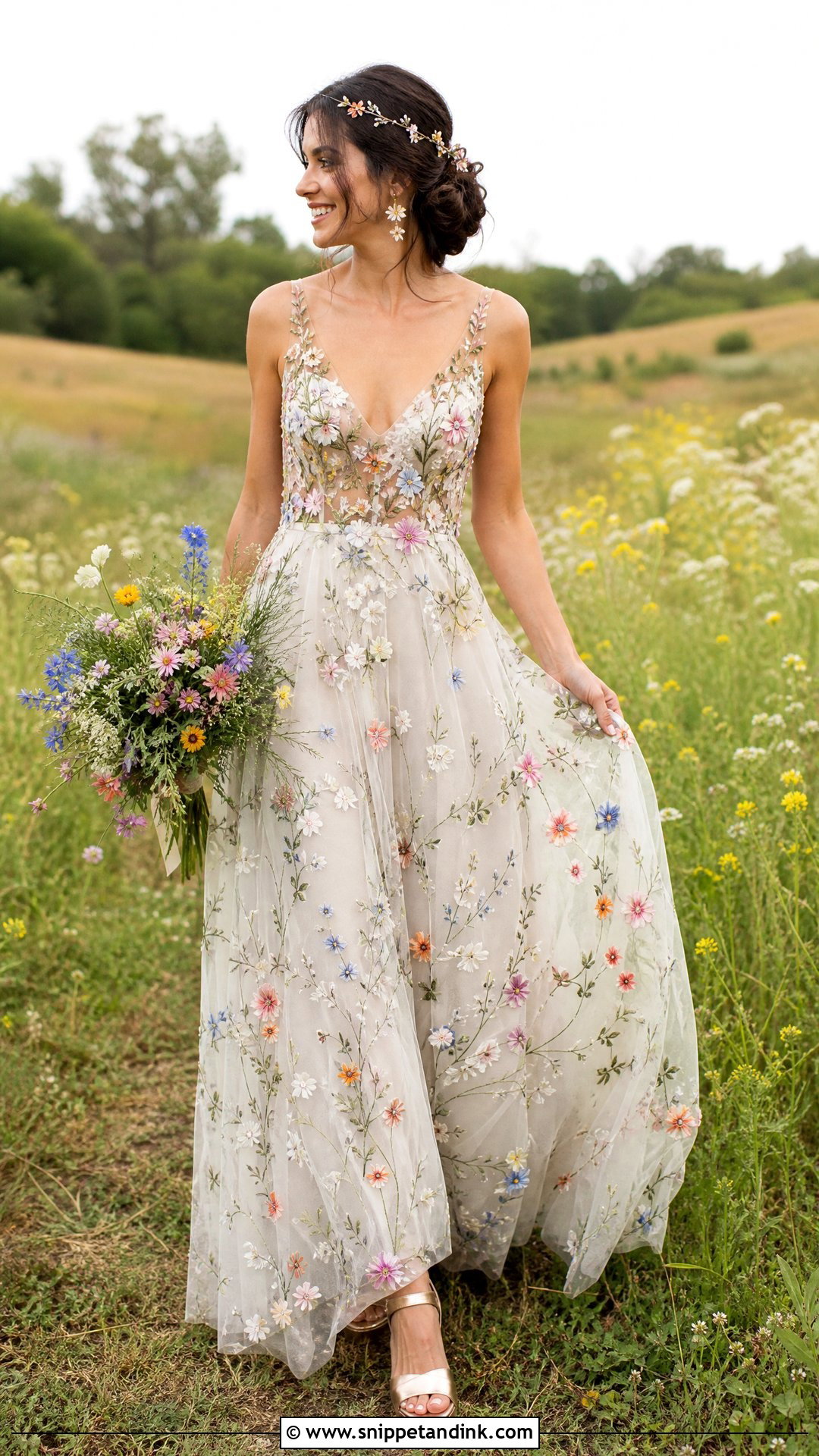 Floral Embroidered Outdoor Wedding Dress - Snippet and Ink - 20 Outdoor Wedding Dresses