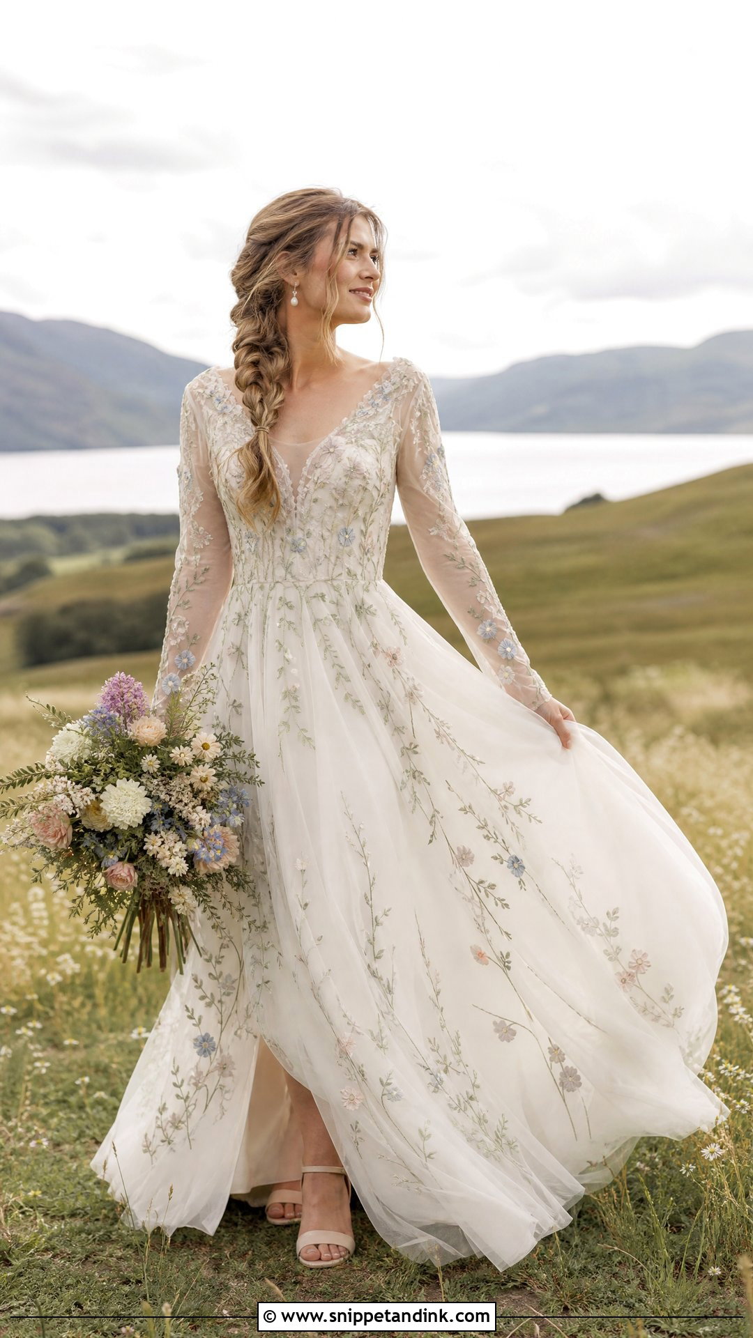 Floral Embroidered Outlander Wedding Dress - Snippet and Ink - 20 Outlander Wedding Dress Ideas