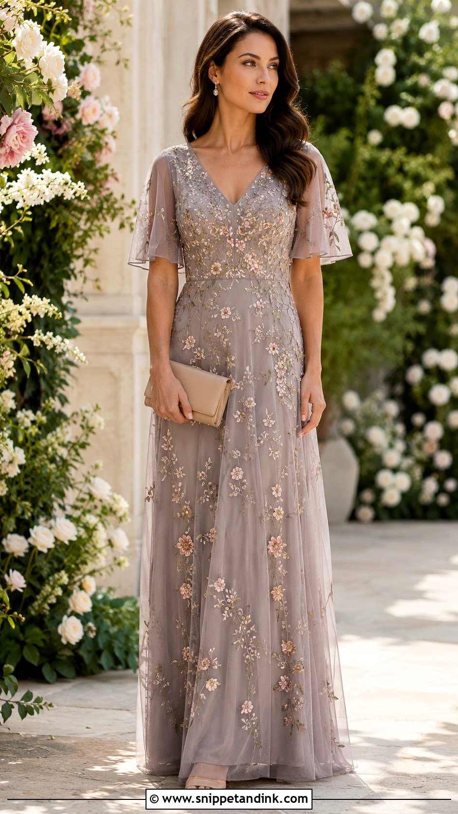 Floral Embroidered Principal Sponsors Gown - Snippet and Ink - 25 Principal Sponsors Gown Ideas