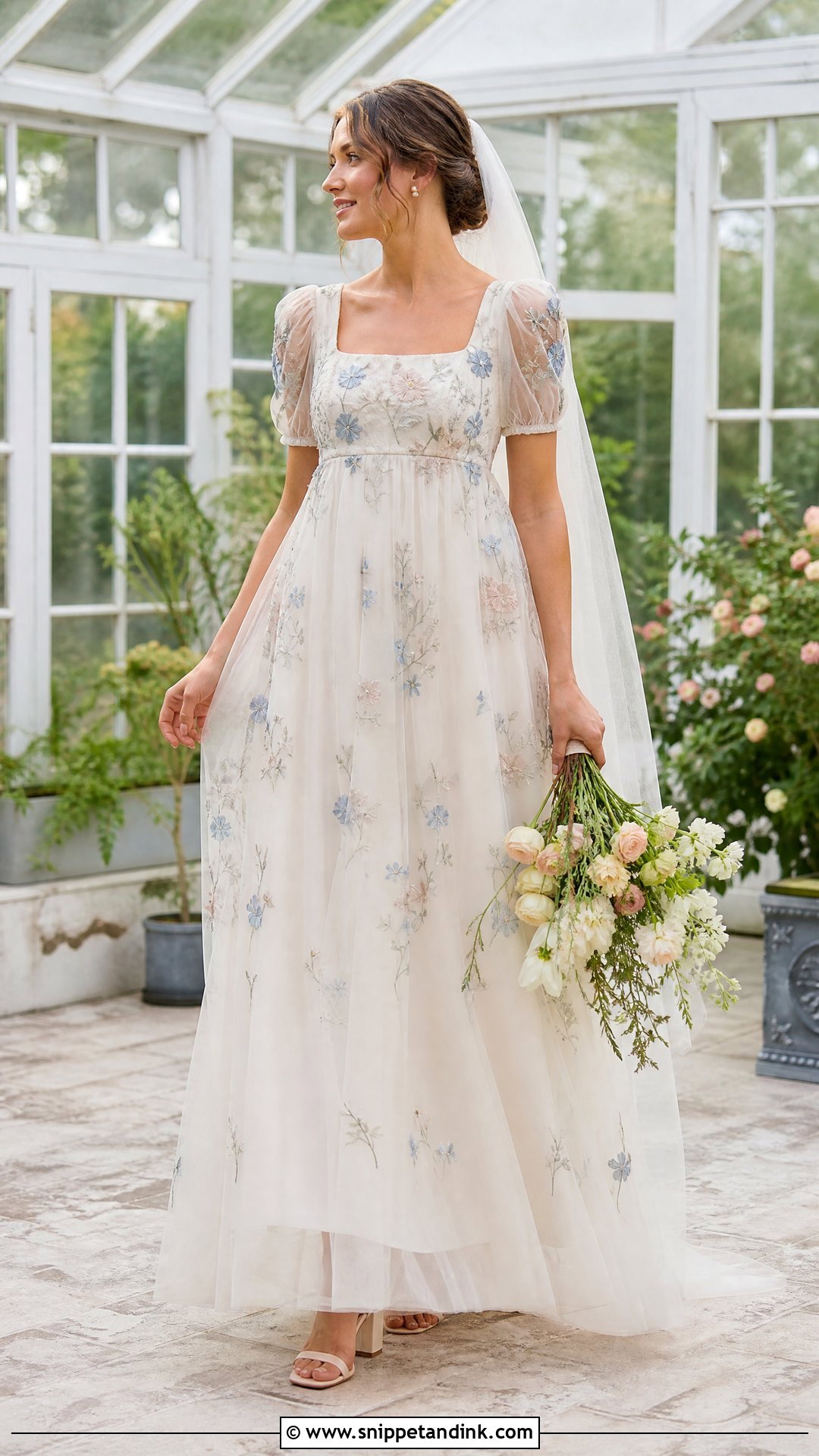 Floral Embroidered Regency Wedding Dress - Snippet and Ink - 20 Regency Inspired Wedding Dress Ideas