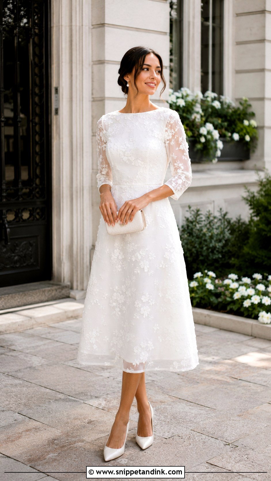 Floral Embroidered Registry Wedding Dress - Snippet and Ink - 25 Registry Wedding Dress Ideas