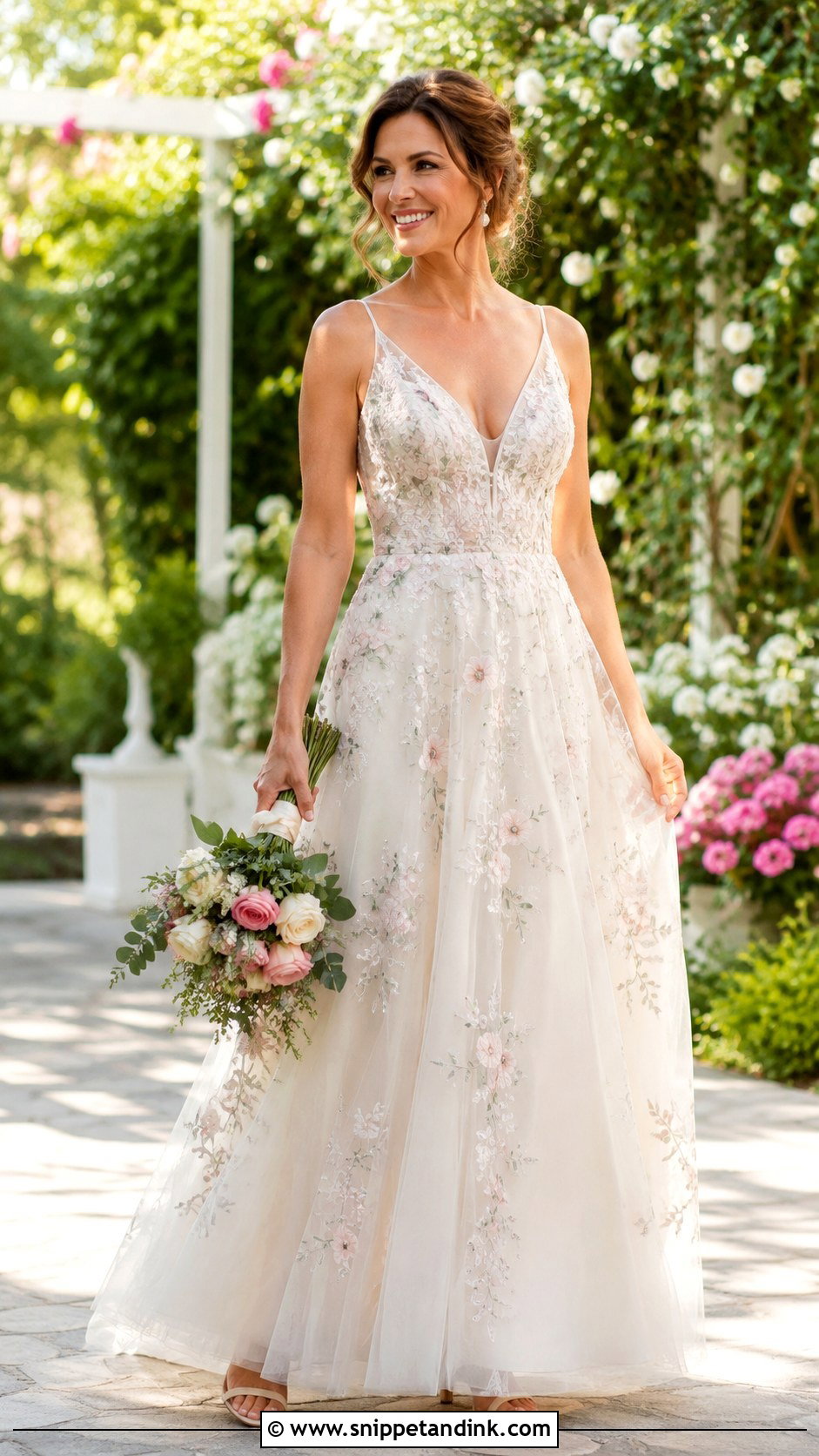 Floral Embroidered Second Marriage Wedding Dress - Snippet and Ink - 25 Second Marriage Wedding Dress Ideas