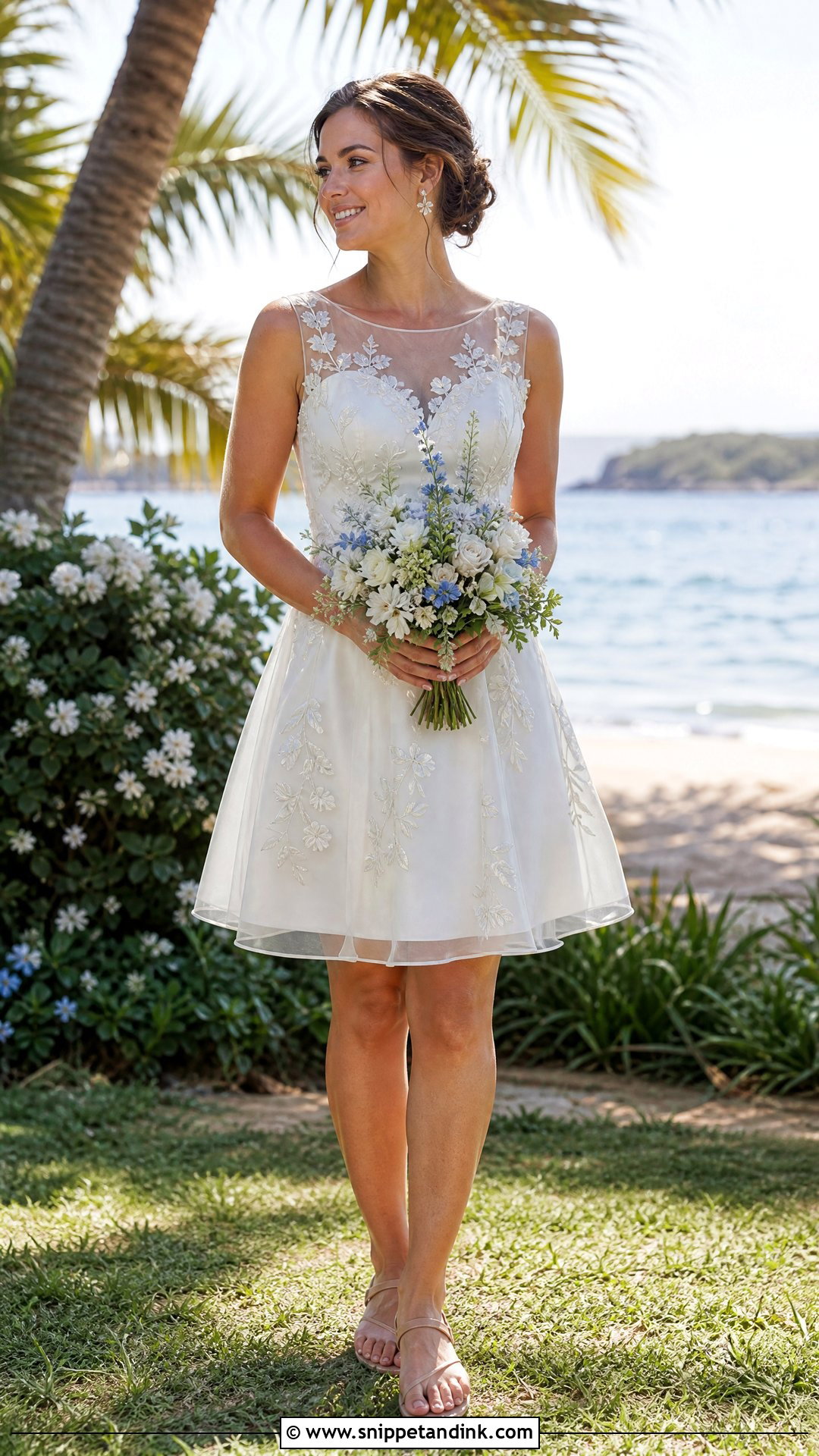 Floral Embroidered Short Beach Wedding Dress - Snippet and Ink - 20 Short Beach Wedding Dress Ideas