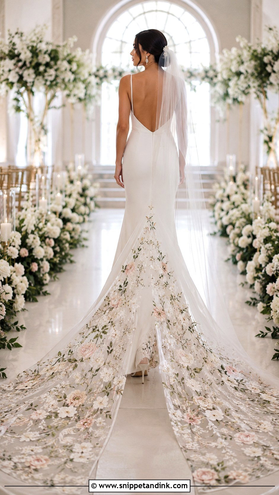 Floral Embroidered Train Wedding Dress - Snippet and Ink - 25 Floral Embroidered Wedding Dress Ideas