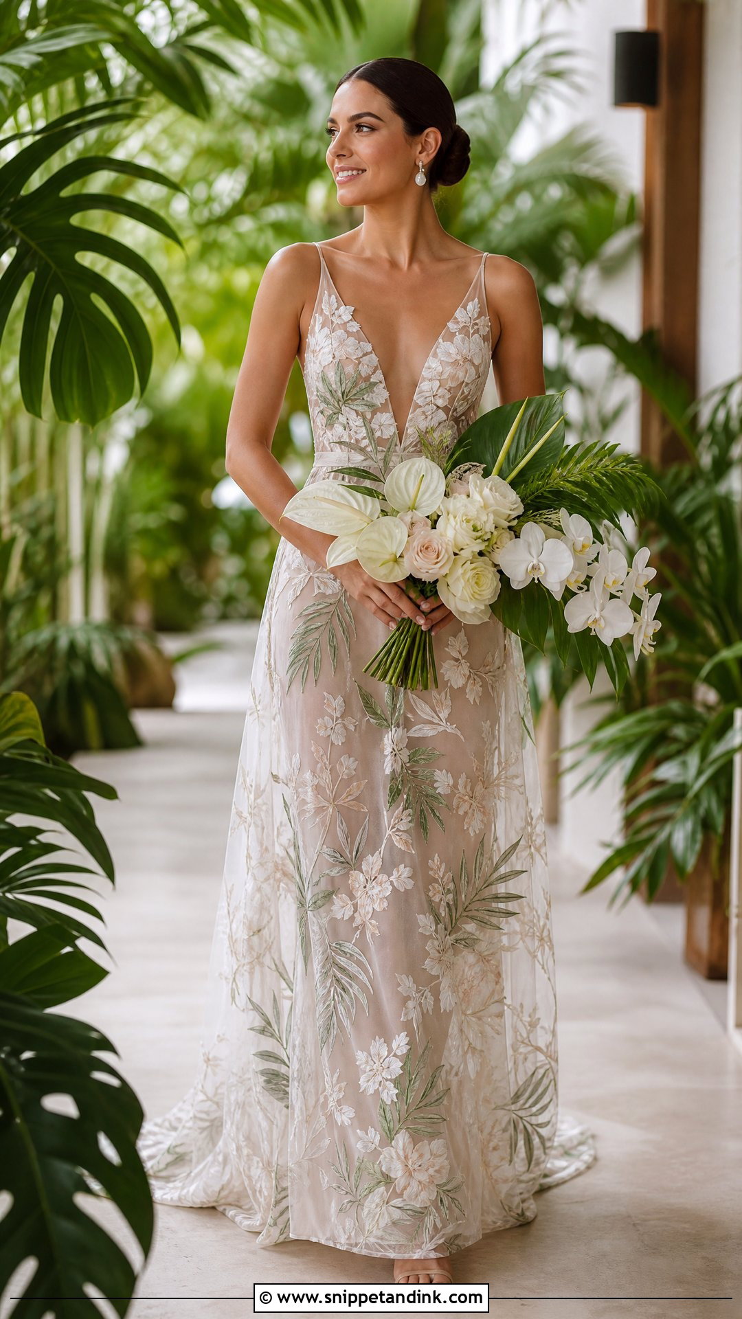 Floral Embroidered Tropical Wedding Dress - Snippet and Ink - 25 Tropical Wedding Dress Ideas