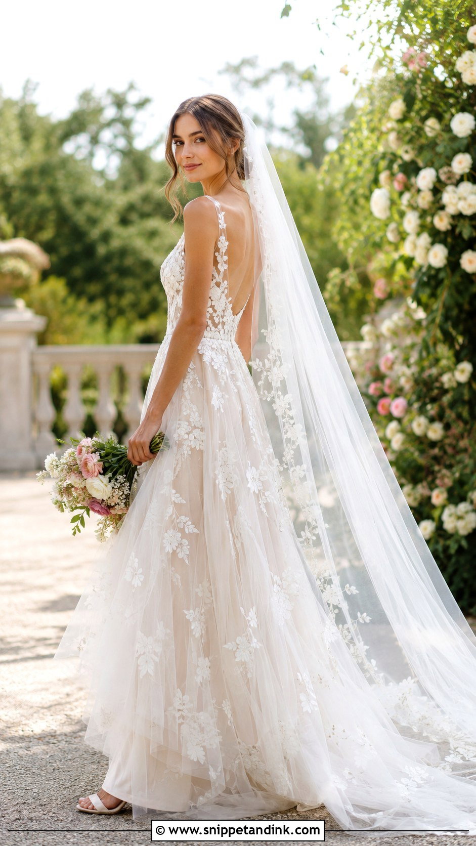 Floral Embroidered Tulle Wedding Dress - Snippet and Ink - 25 Floral Embroidered Wedding Dress Ideas
