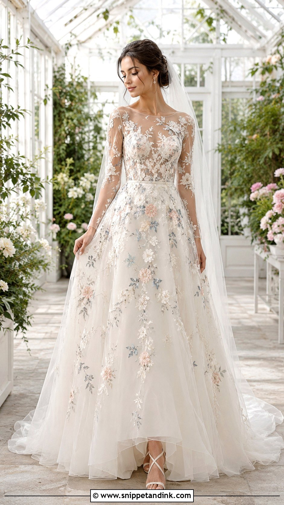 Floral Embroidered Tulle Wedding Dress - Snippet and Ink - 20 Unique Vintage Elegant Wedding Dresses