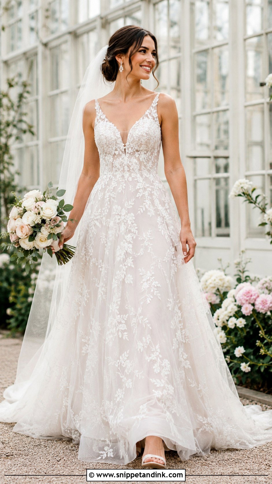 Floral Embroidered Tulle Wedding Dress - Snippet and Ink - 20 France Wedding Dress Ideas