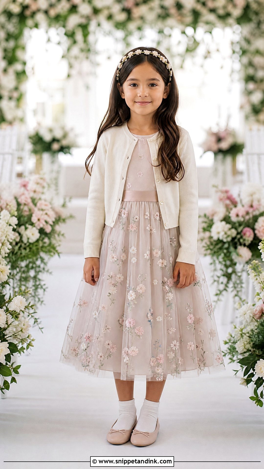 Floral Embroidered Tulle Wedding Outfit - Snippet and Ink - 20 Wedding Outfit for Girls Kids Ideas