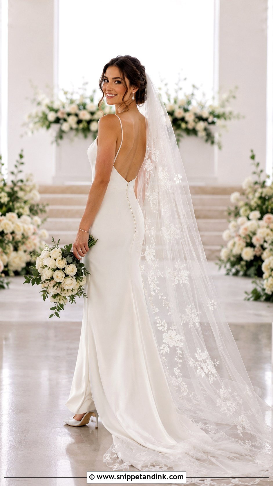 Floral Embroidered Veil Wedding Dress - Snippet and Ink - 25 Floral Embroidered Wedding Dress Ideas